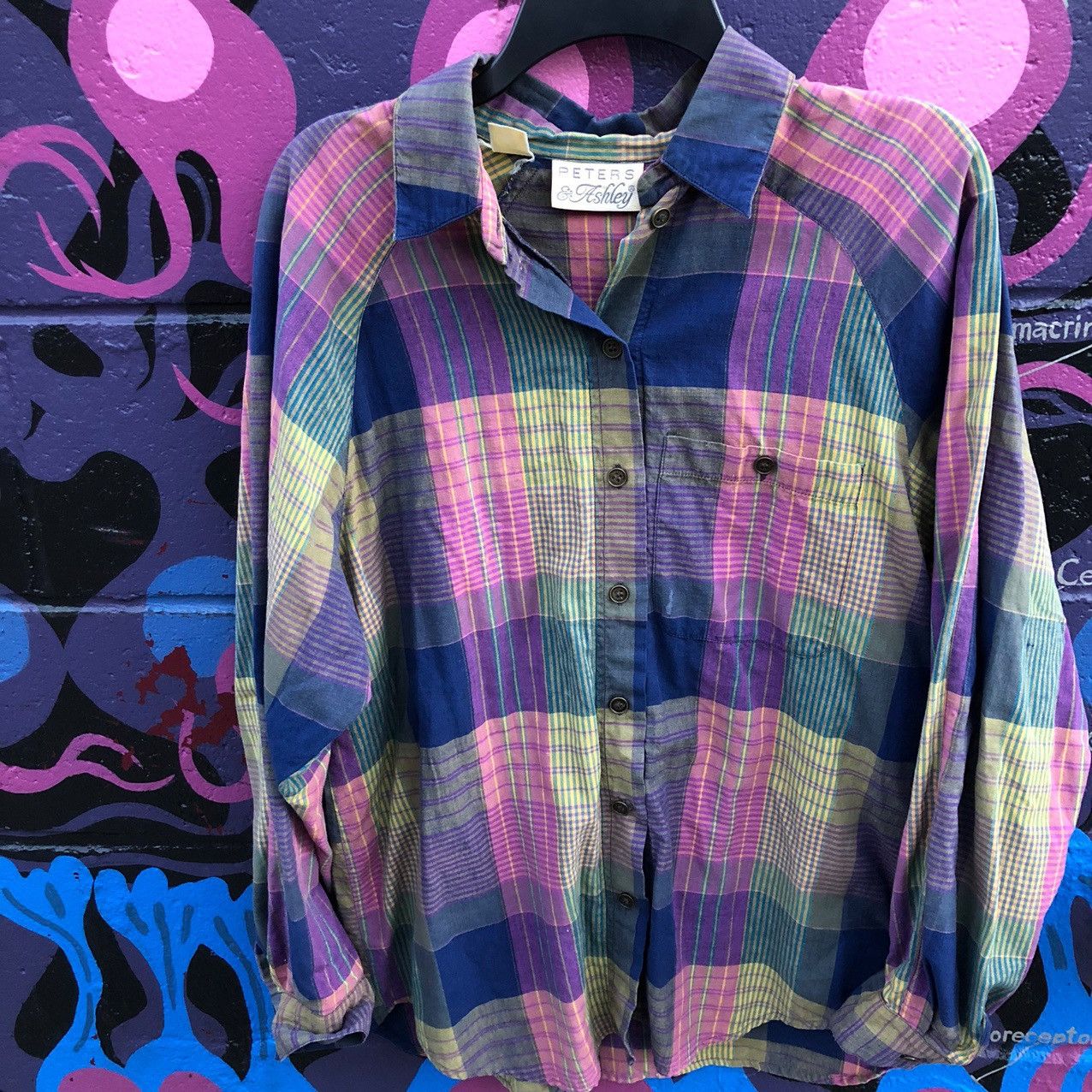 Vintage 80s/70s Plaid Button Up Shirt Grunge Vintage shirt boho Size XL / US 12-14 / IT 48-50 - 2 Thumbnail