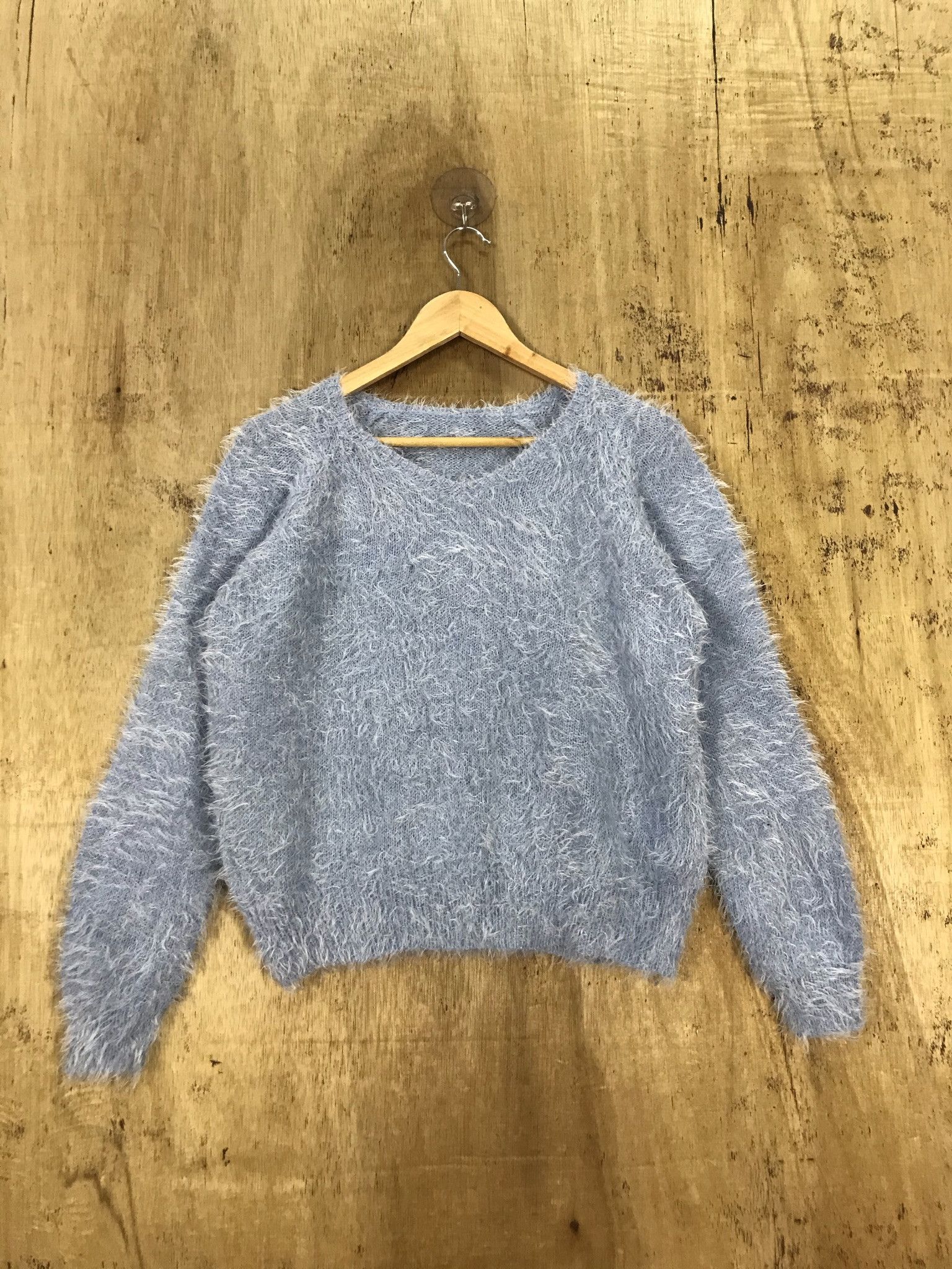 Plame Collome Mohair Soft Fur Shaggy Knit Sweater