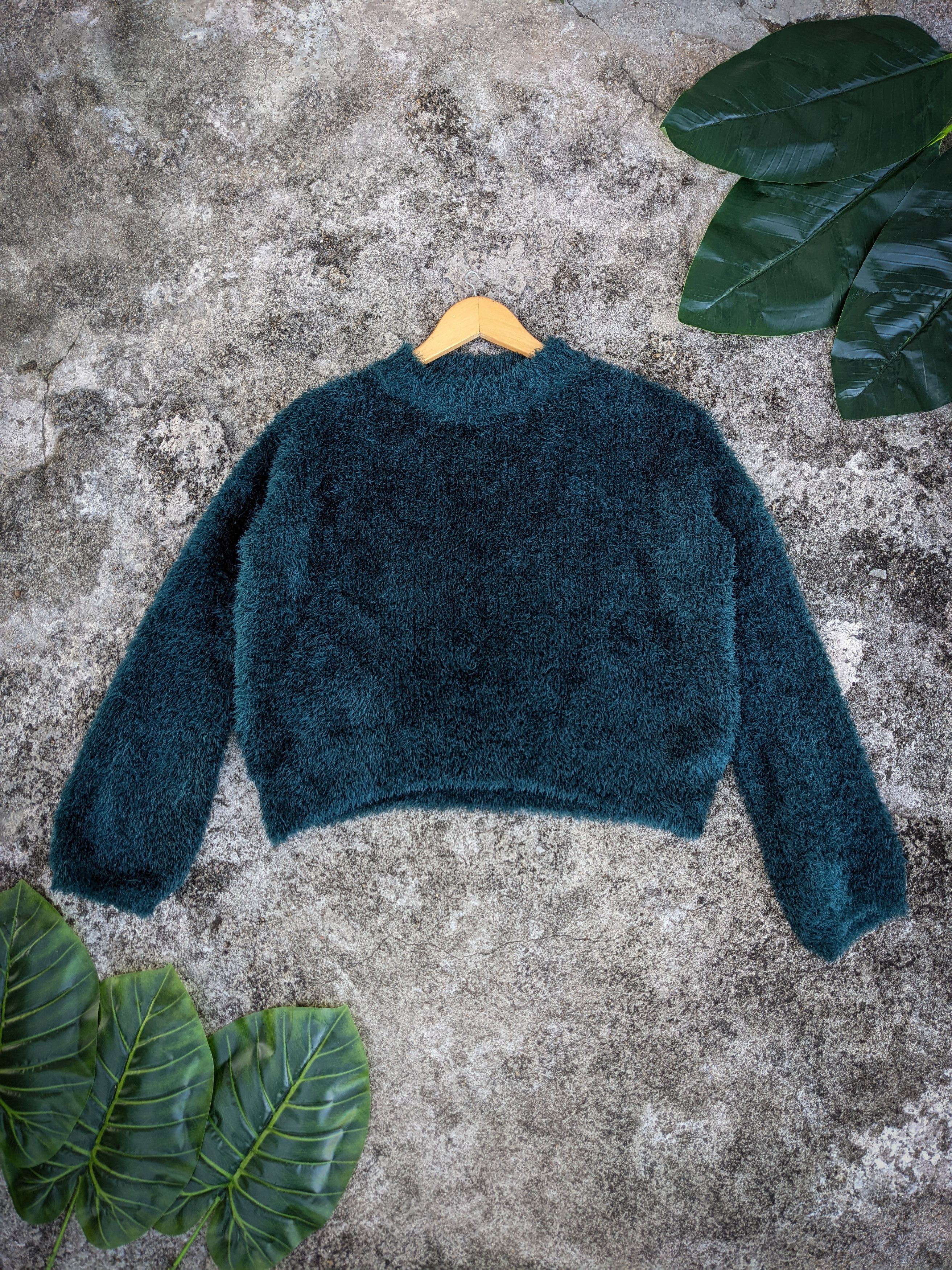 image of Aran Isles Knitwear x Coloured Cable Knit Sweater Kurt Cobain Earth Music & Ecology Mohair Crop Kni