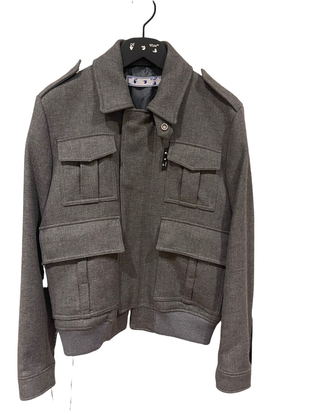 Off white Melange Grey Military Jacket