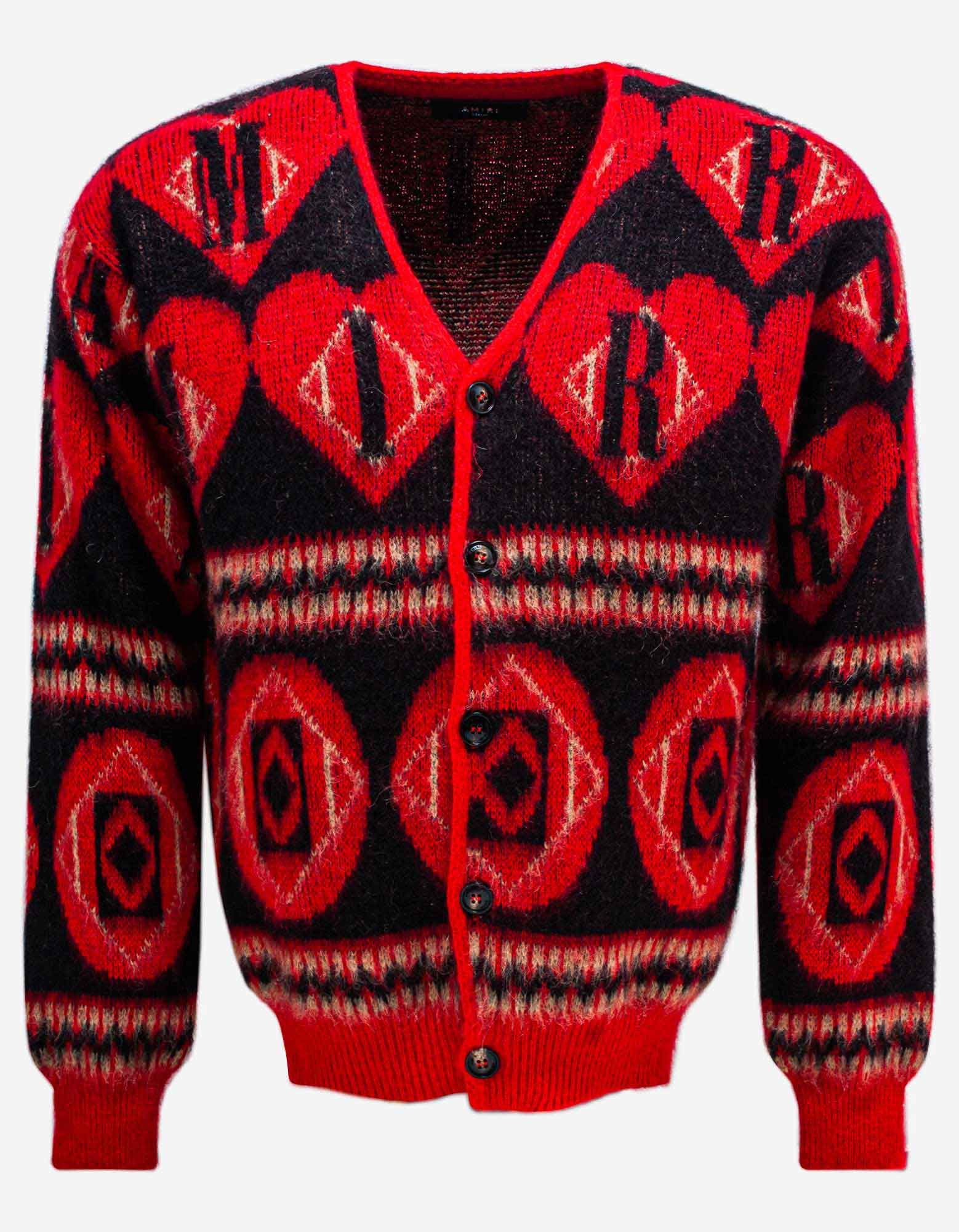 Amiri Mohair Logo Heart Cardigan Size US L / EU 52-54 / 3 - 1 Thumbnail