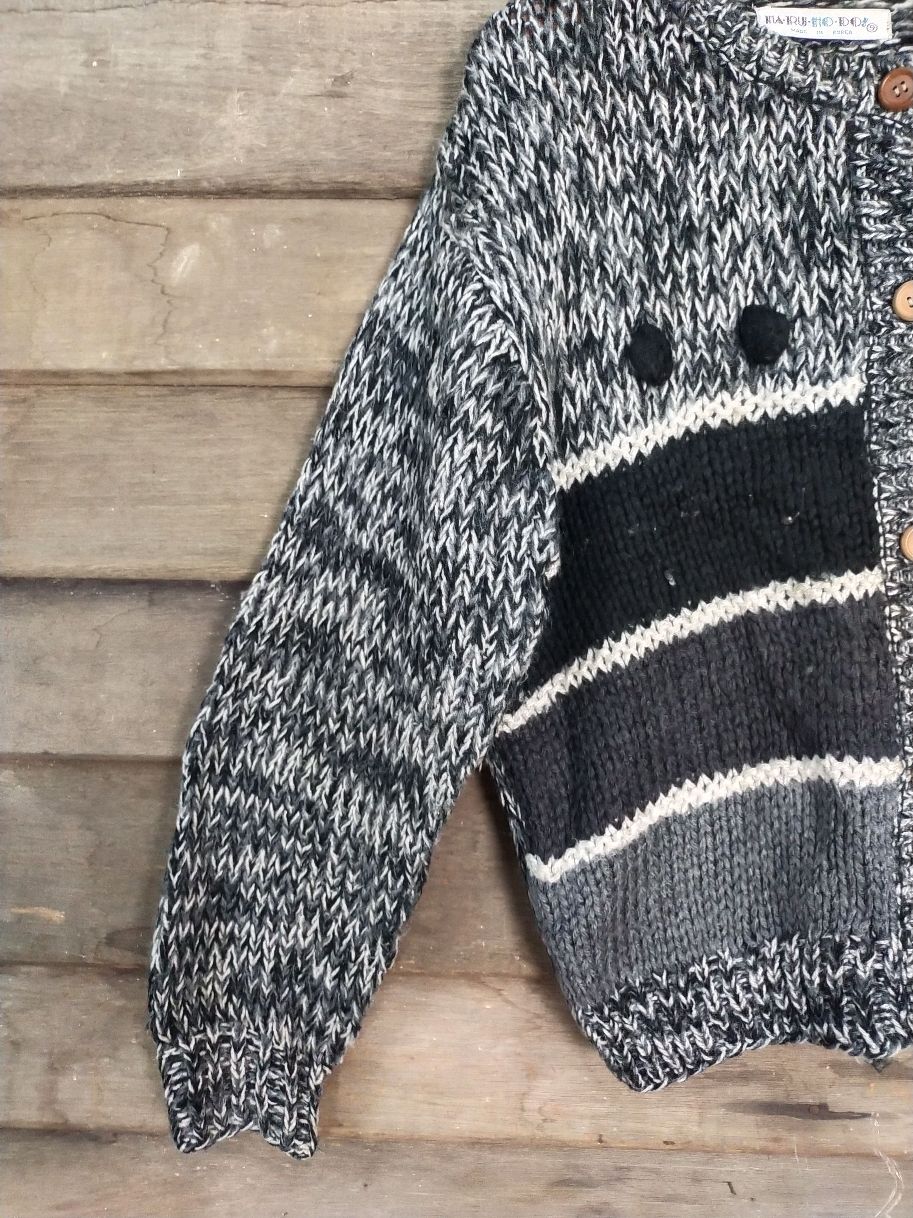 Homespun Knitwear Na-Ru-Ho-Do gray/black art knitwear cardigan #216 Size S / US 4 / IT 40 - 4 Thumbnail