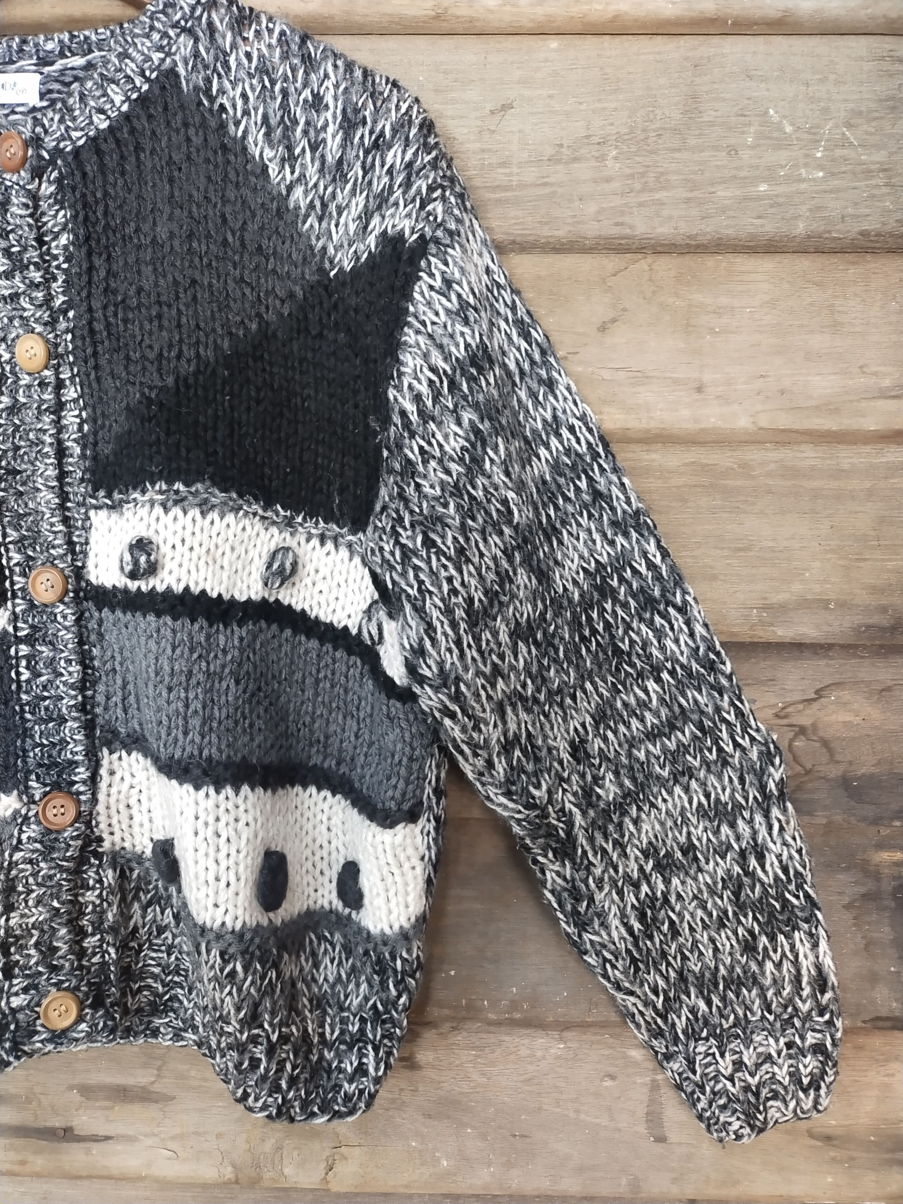 Homespun Knitwear Na-Ru-Ho-Do gray/black art knitwear cardigan #216 Size S / US 4 / IT 40 - 3 Thumbnail