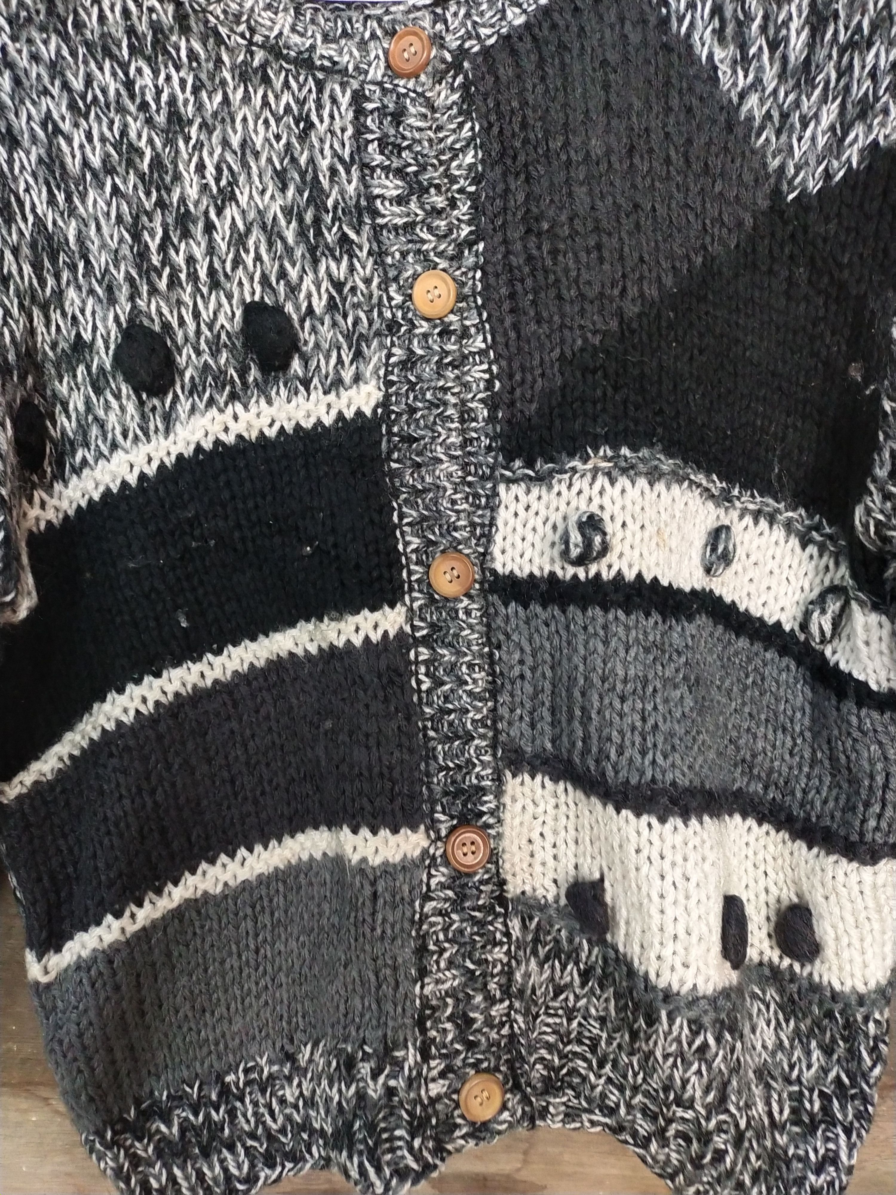 Homespun Knitwear Na-Ru-Ho-Do gray/black art knitwear cardigan #216 Size S / US 4 / IT 40 - 5 Thumbnail