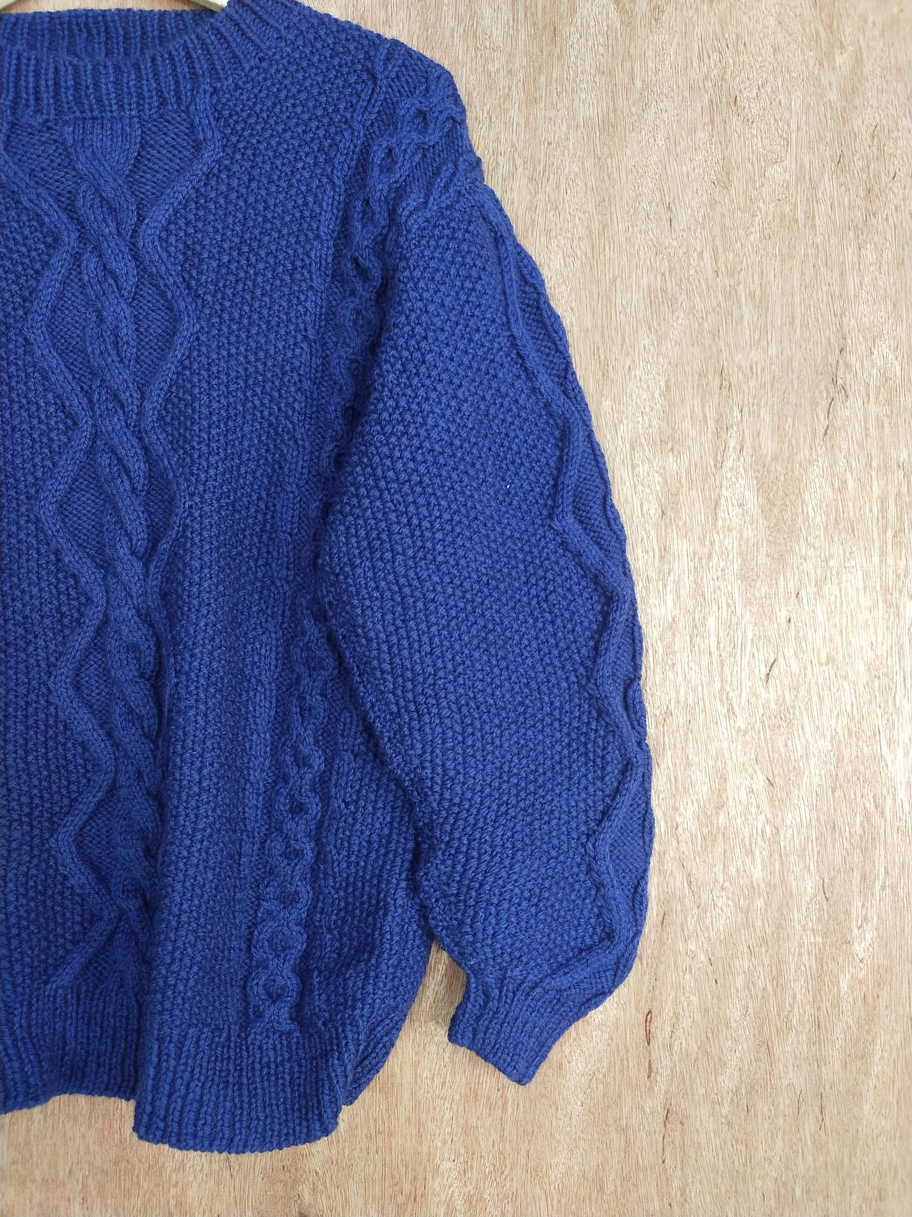 Aran Isles Knitwear Japan Blue aran isle cable knitwear #H277 Size US M / EU 48-50 / 2 - 3 Thumbnail