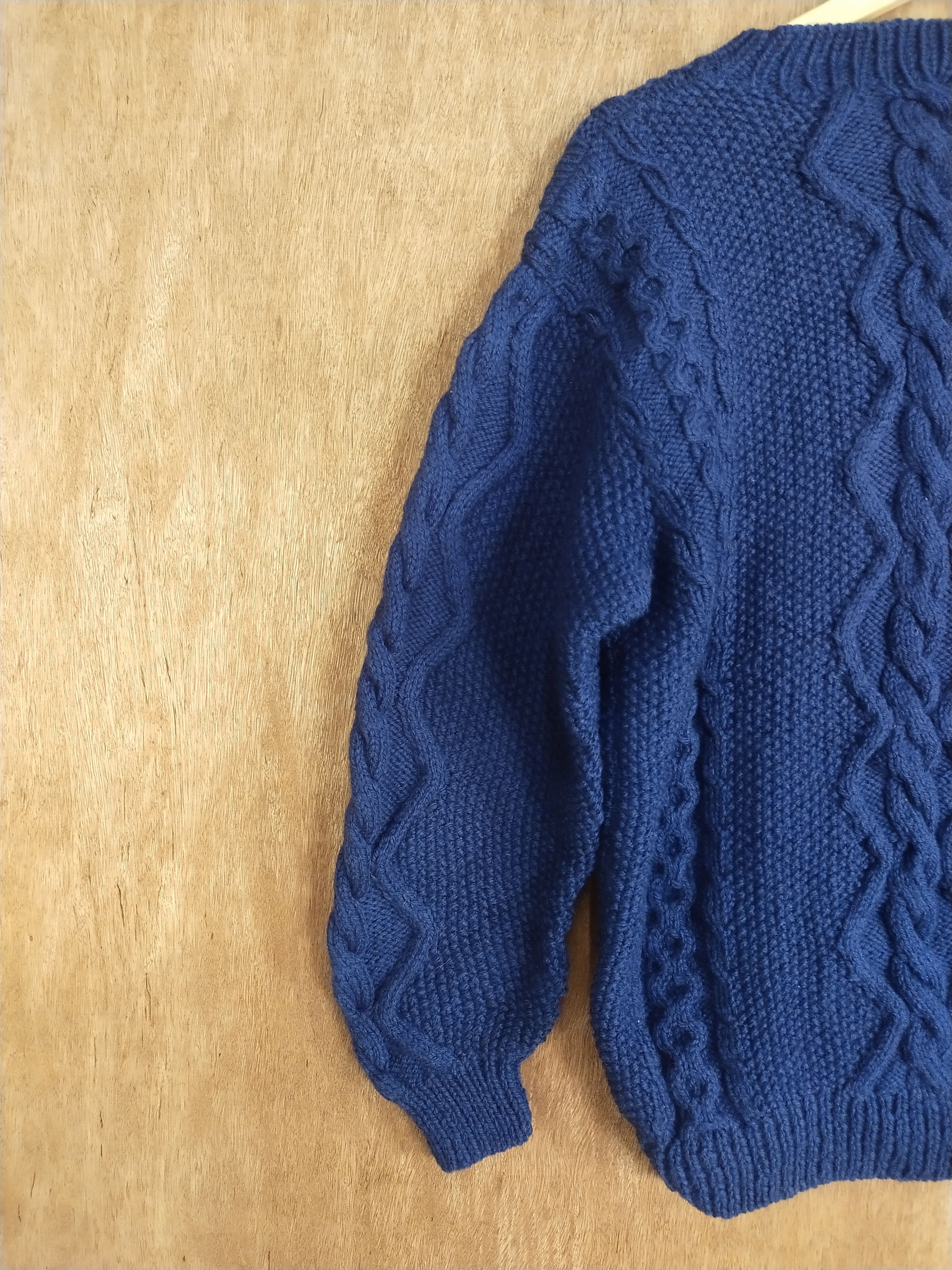 Aran Isles Knitwear Japan Blue aran isle cable knitwear #H277 Size US M / EU 48-50 / 2 - 9 Thumbnail