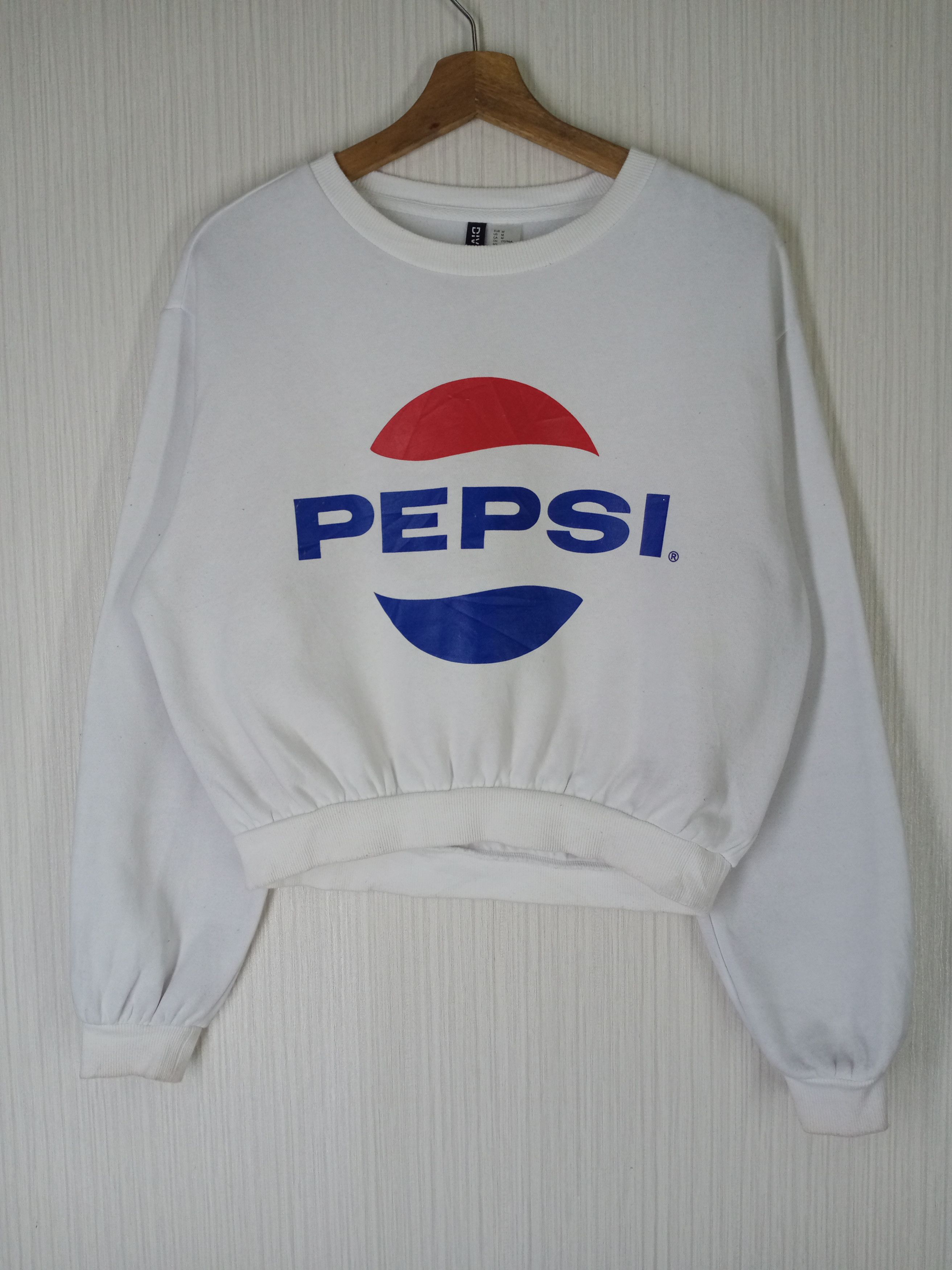 H M Rare Pepsi Big Logo Cropped Sweatshirt Grailed