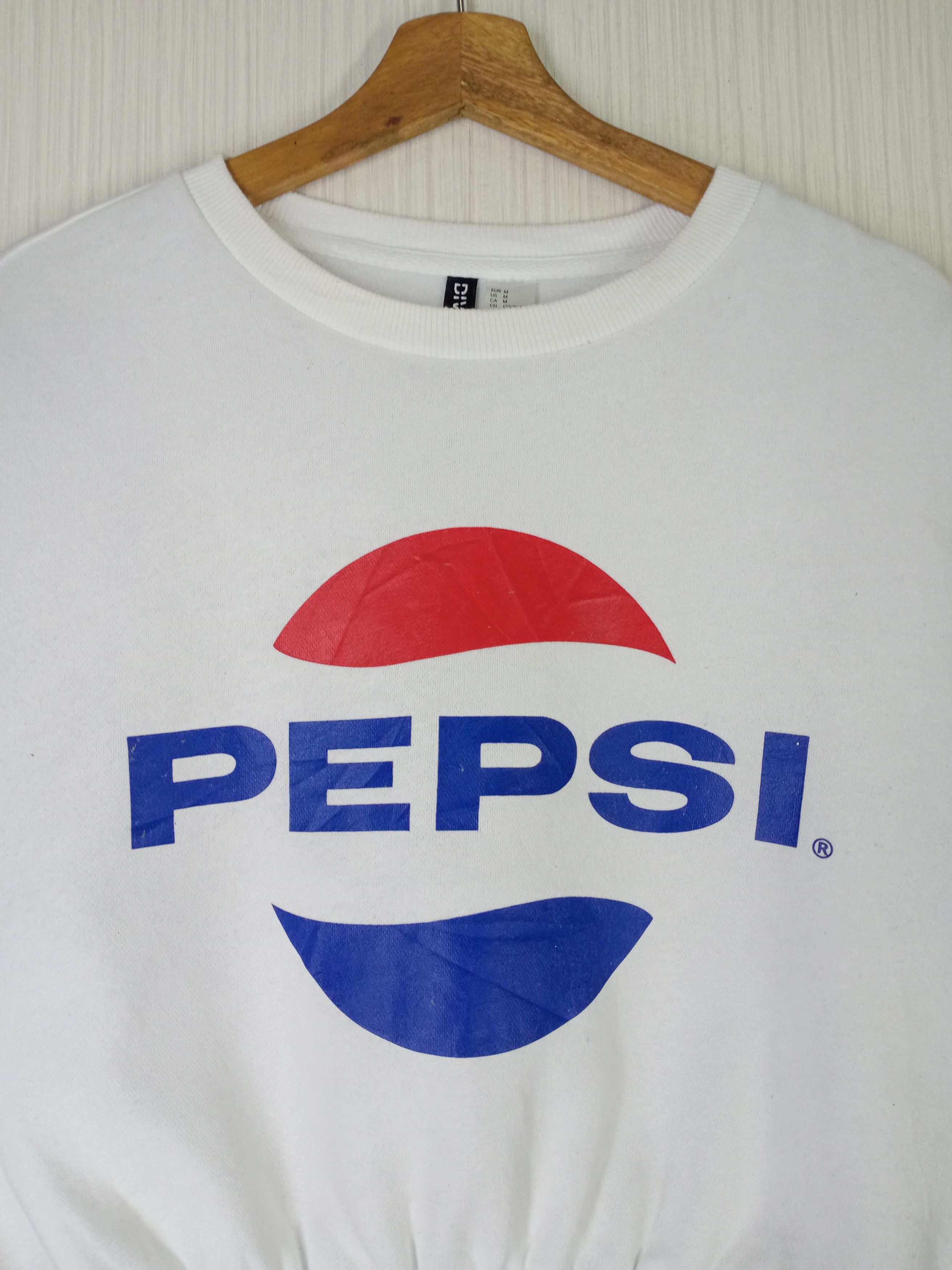 H M Rare Pepsi Big Logo Cropped Sweatshirt Grailed