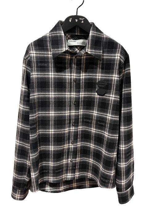 off white stencil flannel shirt