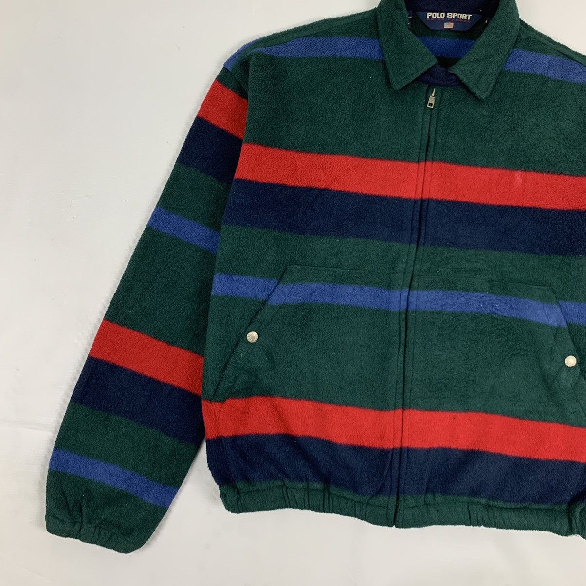 Polo Ralph Lauren Vintage Polo Sport By Polo Ralph Lauren Stripe Fleece Jacket Size US M / EU 48-50 / 2 - 2 Thumbnail
