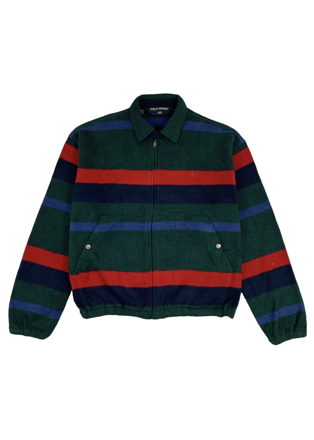 Polo Ralph Lauren Vintage Polo Sport By Polo Ralph Lauren Stripe Fleece Jacket Size US M / EU 48-50 / 2 - 1 Thumbnail