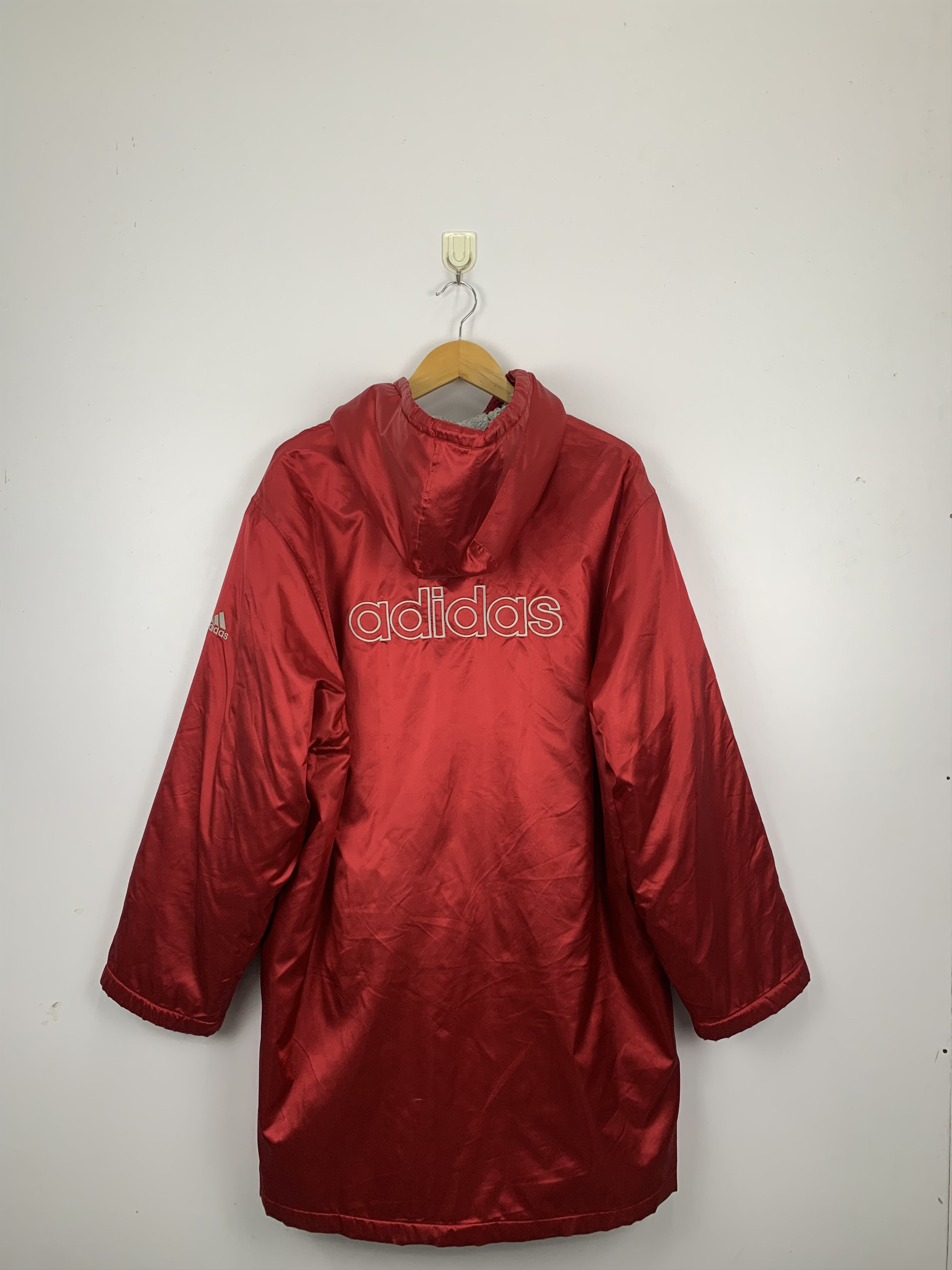 Adidas Vintage 90s Adidas Big Logo Hoodie Sherpa Jacket J0871 Size US M / EU 48-50 / 2 - 1 Thumbnail