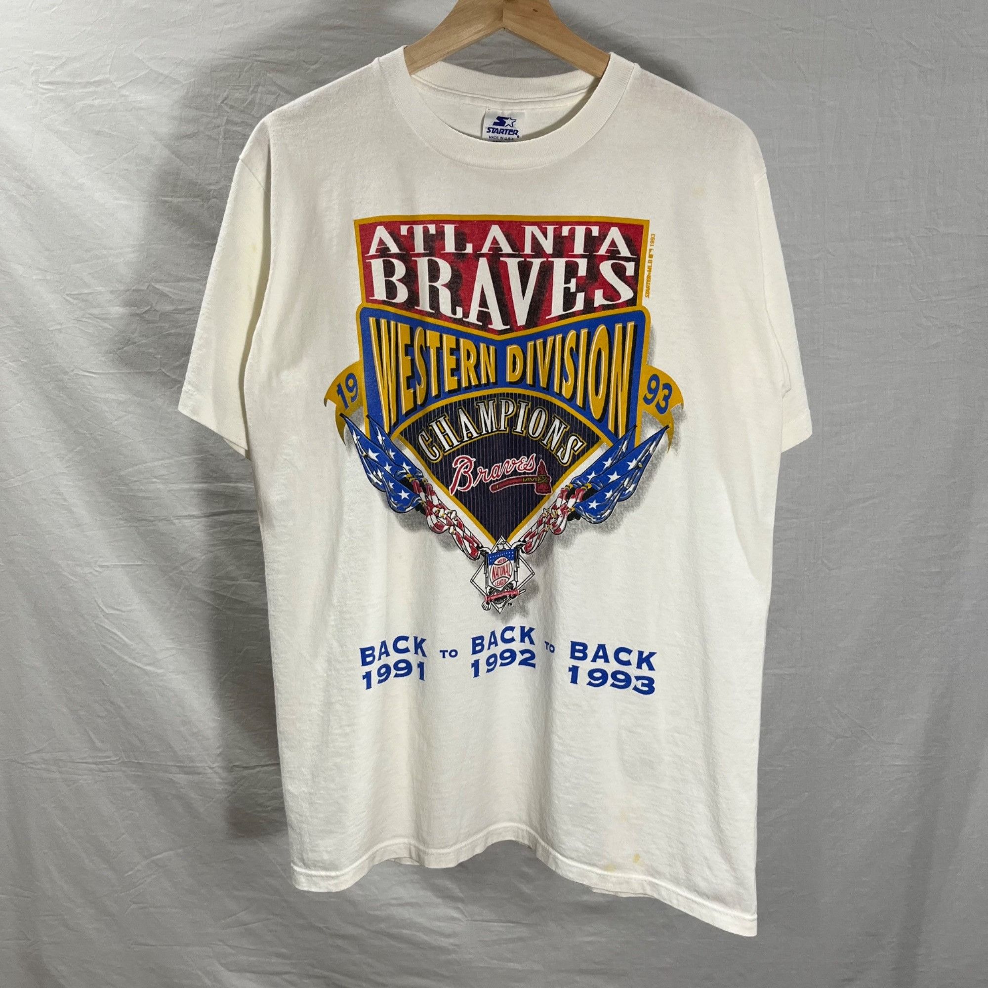 Starter - Atlanta Braves Single Stitch T-Shirt 1993 Large