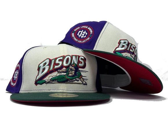 New store Era 59Fifty Buffalo Bisons Fitted Hat Size 7 1/4 Peach UV MiLB