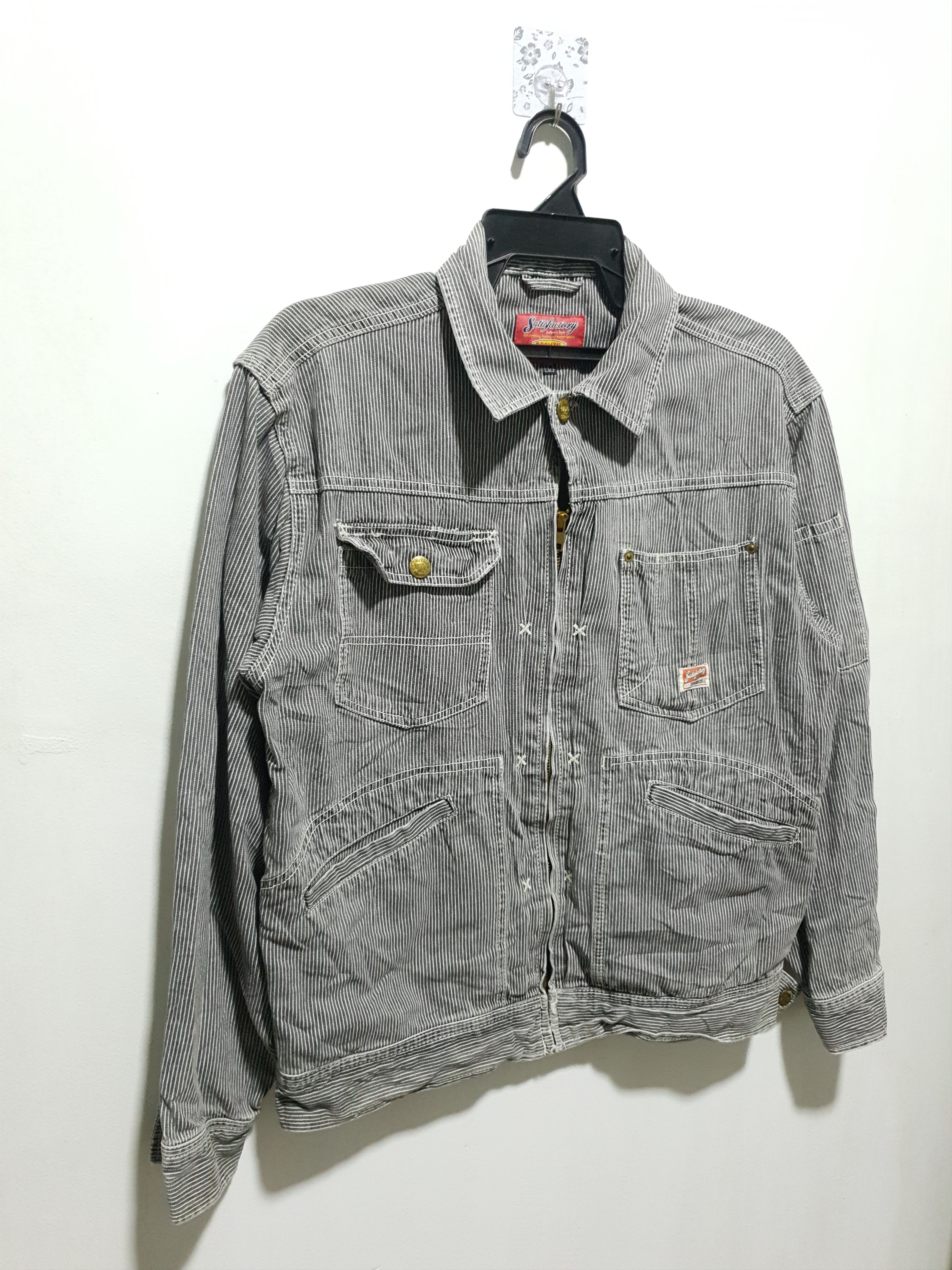 Japanese Brand 💥DOGMAN Stripe Hickory Workers Denim Jacket Size US L / EU 52-54 / 3 - 8 Thumbnail
