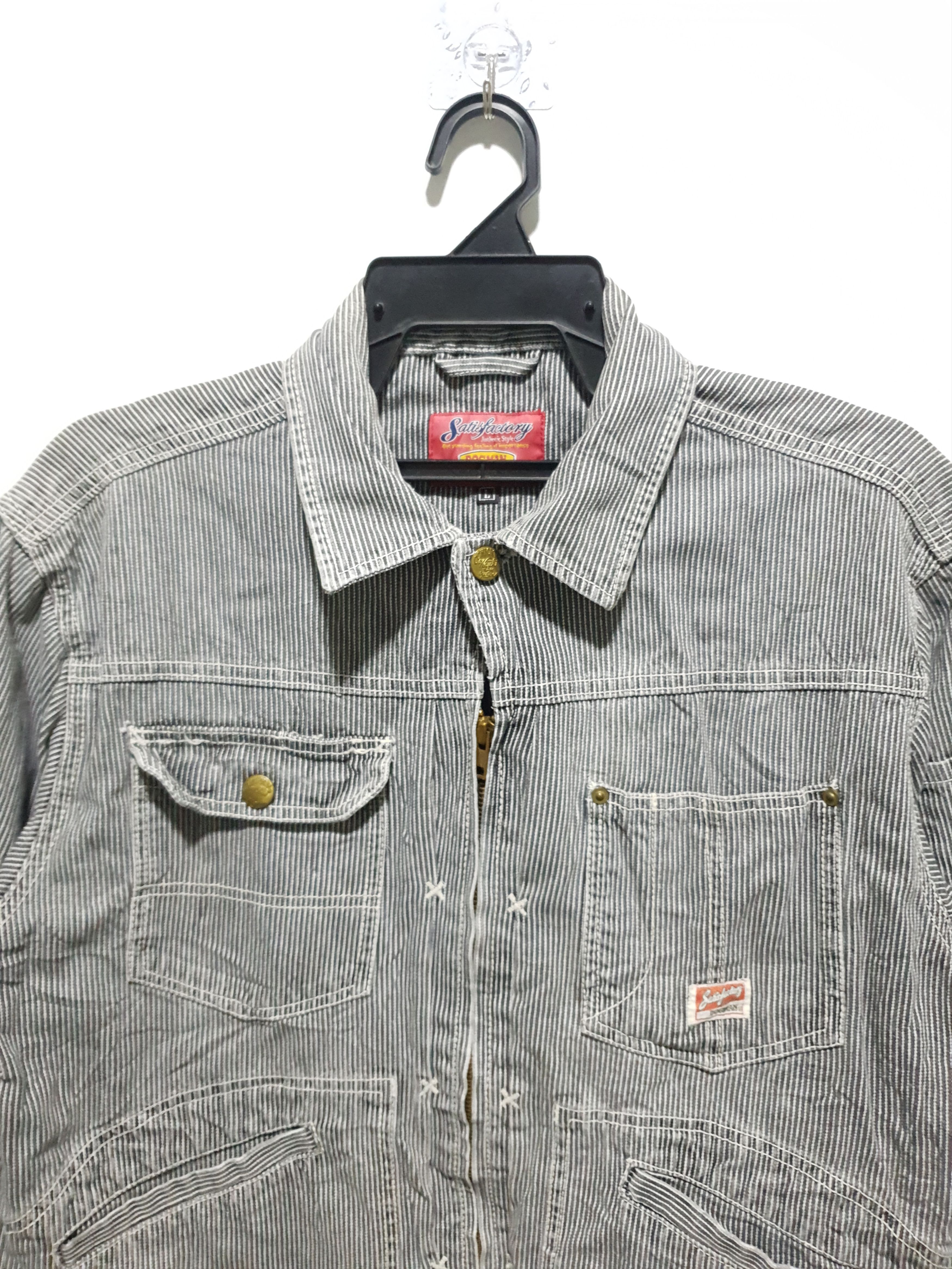 Japanese Brand 💥DOGMAN Stripe Hickory Workers Denim Jacket Size US L / EU 52-54 / 3 - 9 Thumbnail