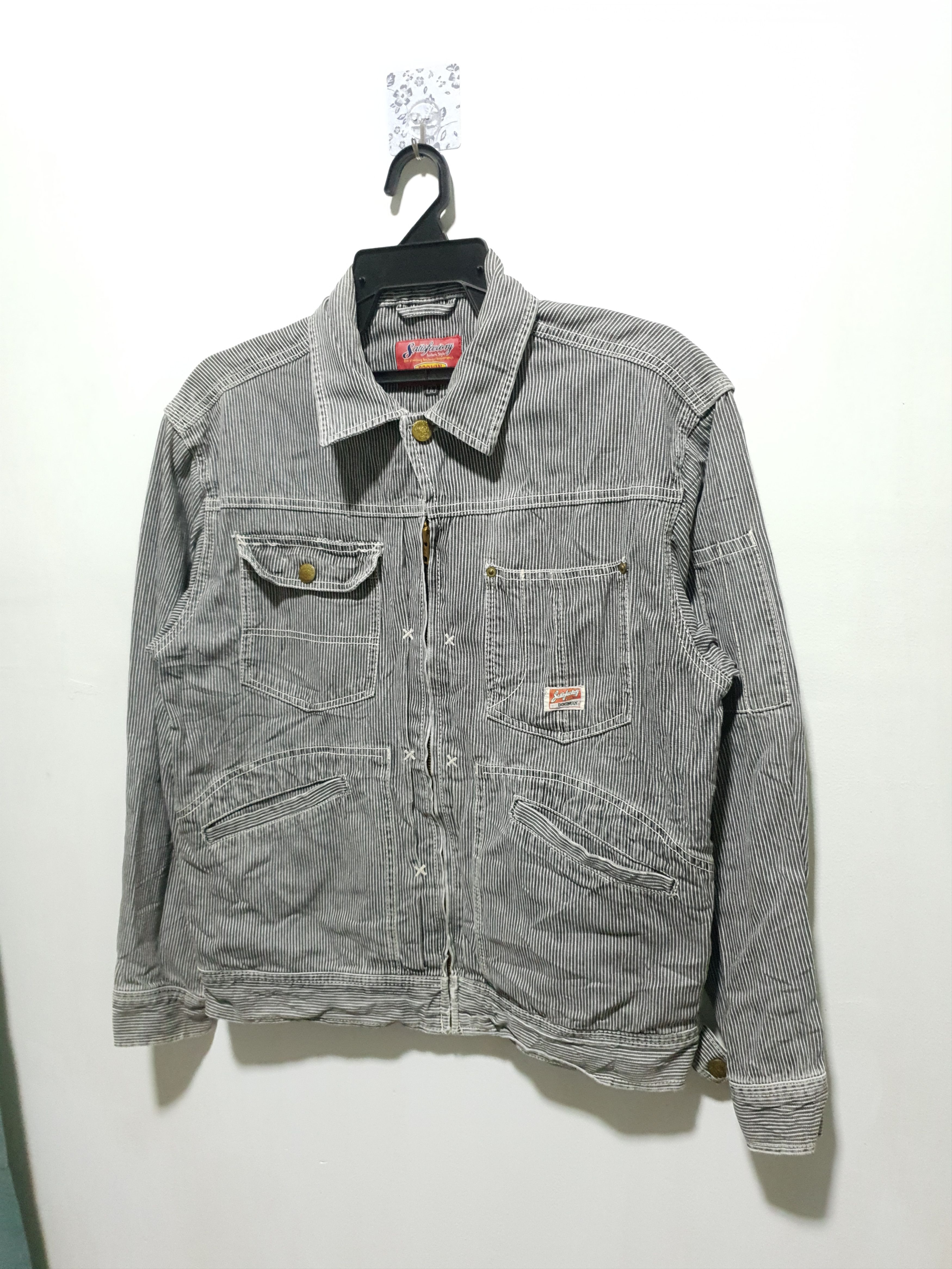 Japanese Brand 💥DOGMAN Stripe Hickory Workers Denim Jacket Size US L / EU 52-54 / 3 - 7 Thumbnail