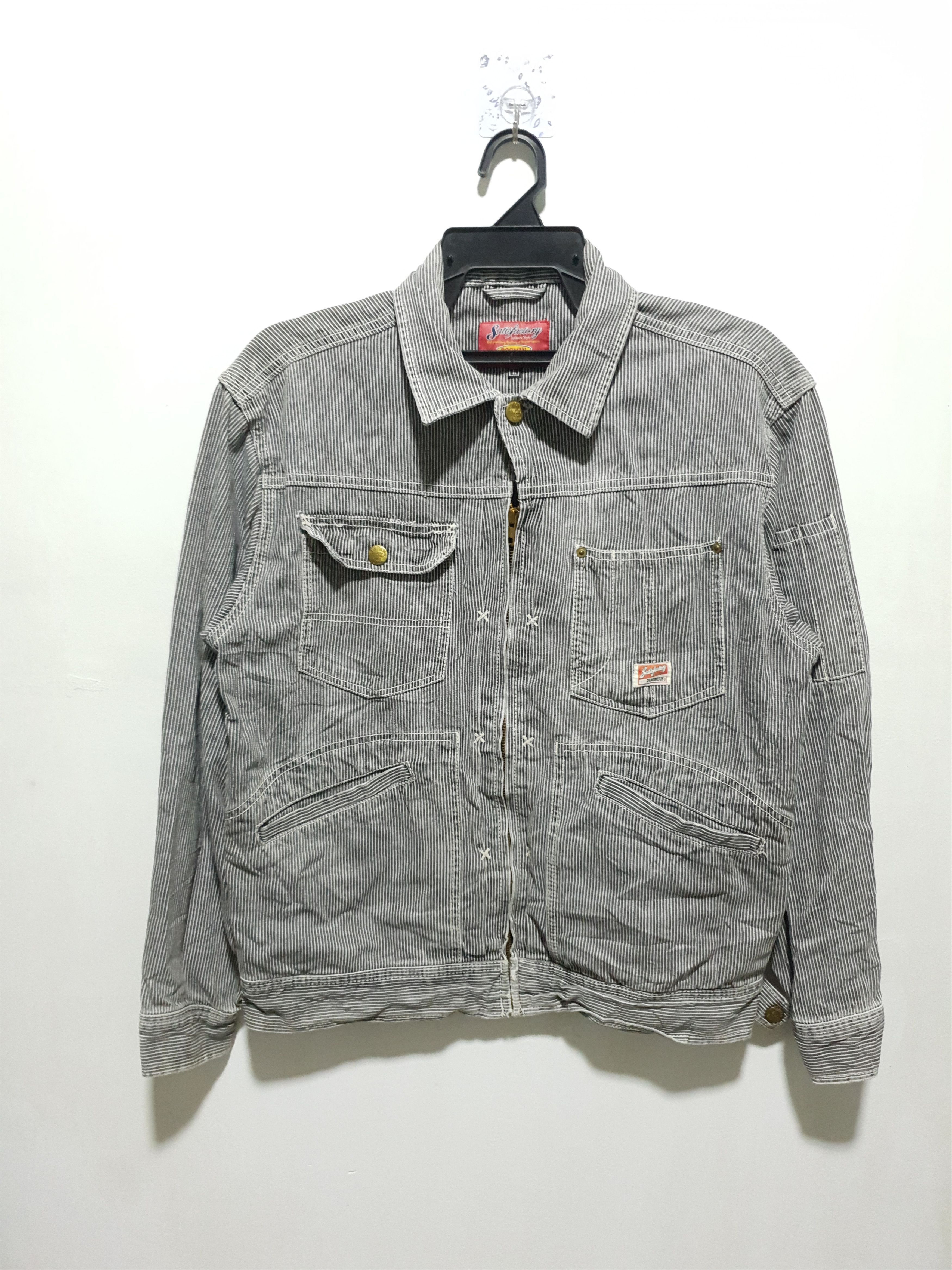Japanese Brand 💥DOGMAN Stripe Hickory Workers Denim Jacket Size US L / EU 52-54 / 3 - 1 Thumbnail