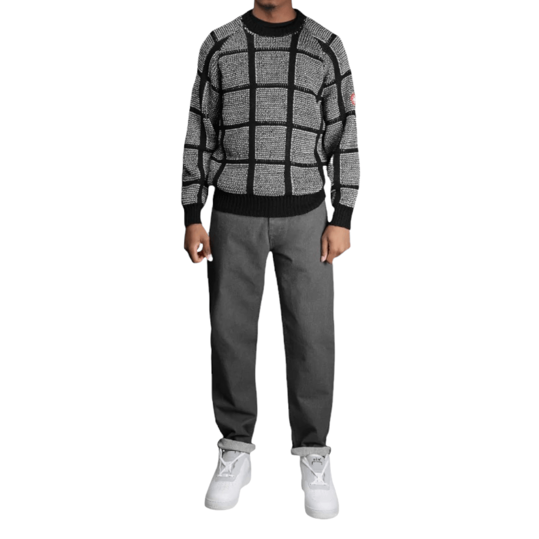Cav Empt Cav Empt Waffle Knit Grid Crewneck Sweater Black Grey 