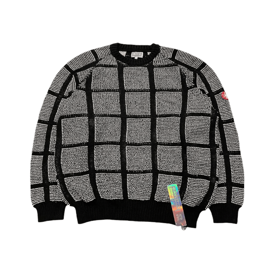 Cav Empt Cav Empt Waffle Knit Grid Crewneck Sweater Black Grey 