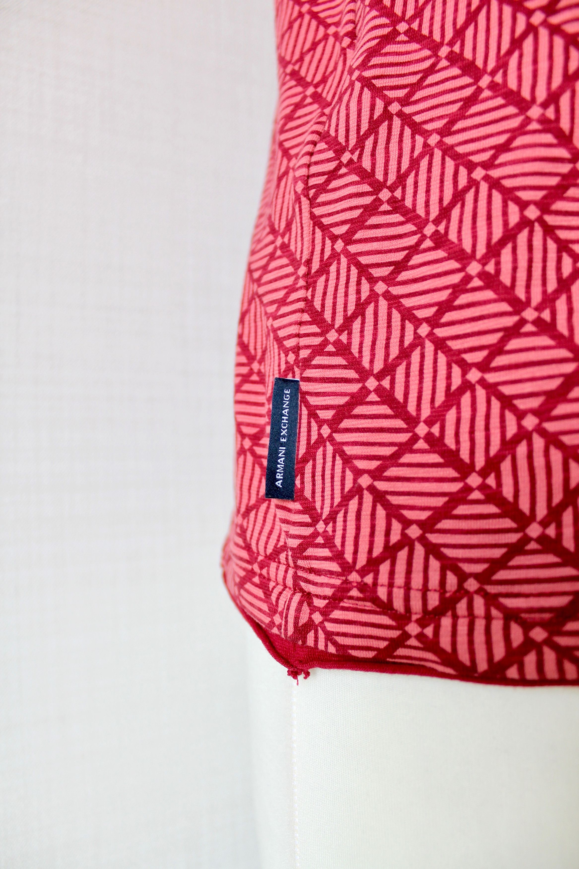 Armani ARMANI EXCHANGE Geometric print burgundy t shirt Size US S / EU 44-46 / 1 - 6 Thumbnail