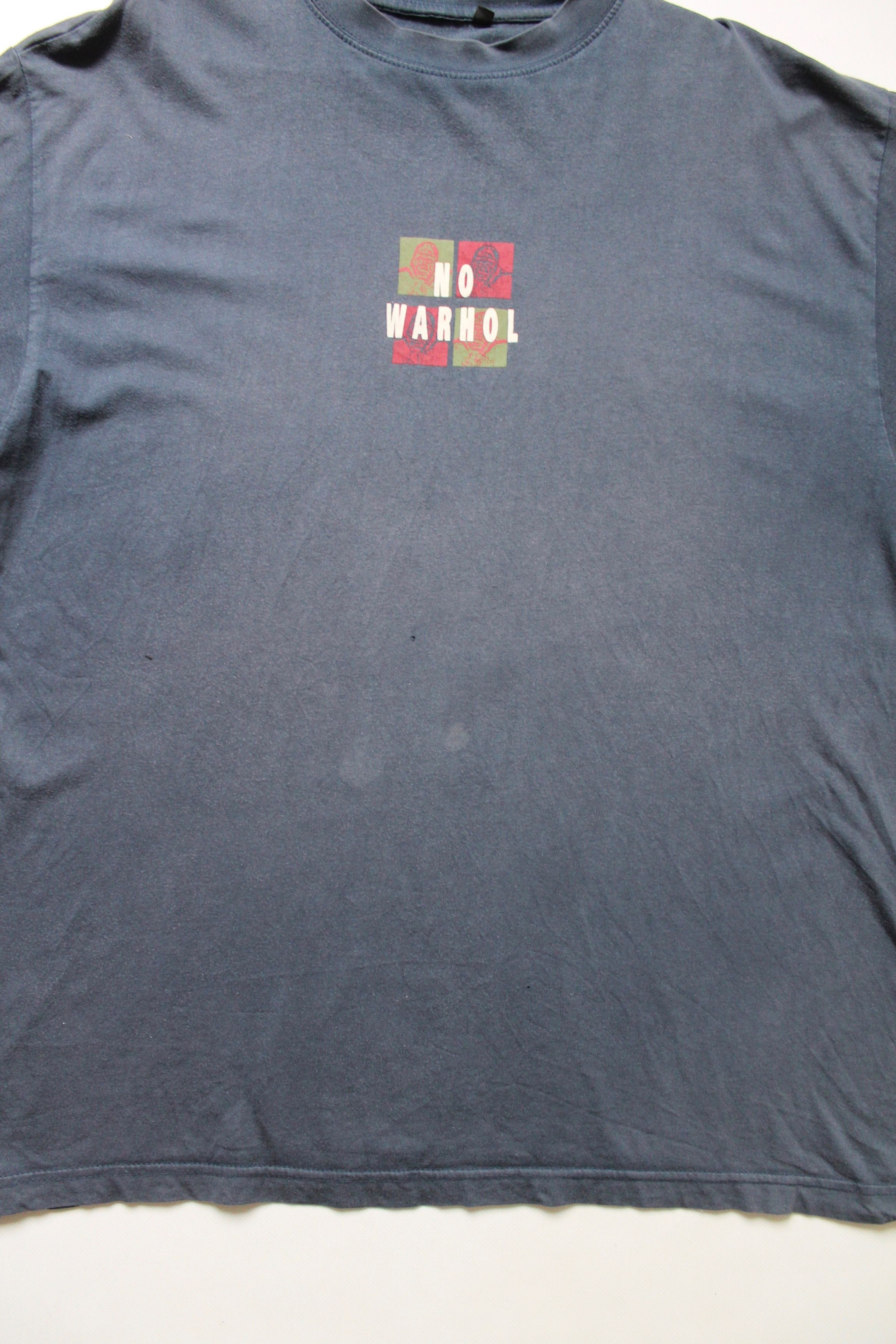 Vintage ART T-shirt "NO WARHOL" faded worn navy blue XL Size US XL / EU 56 / 4 - 4 Thumbnail