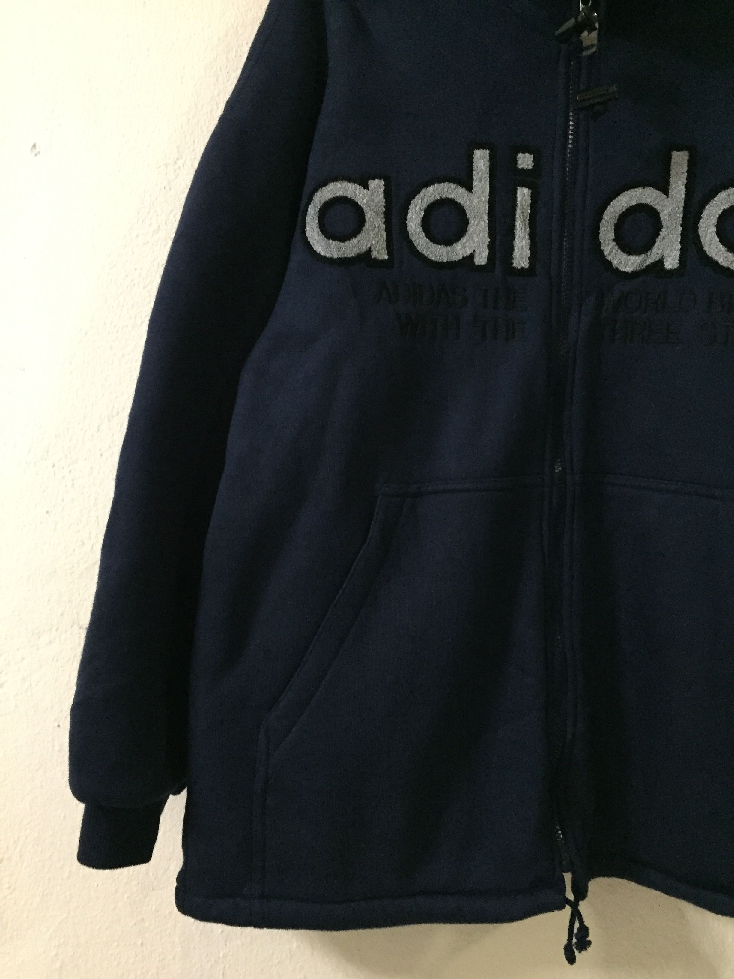 Adidas Vintage Masterpiece Adidas Spellout Big Logo Hoodie Jacket Size US L / EU 52-54 / 3 - 3 Thumbnail