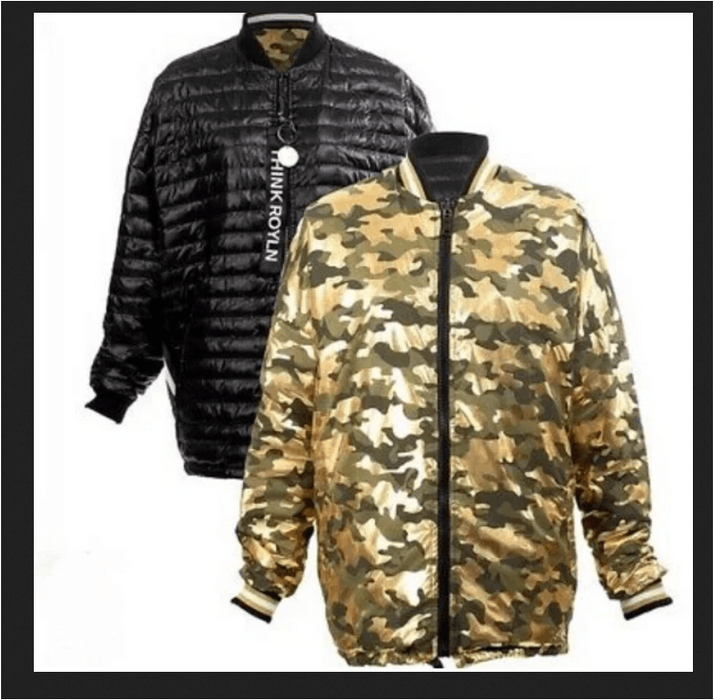Other Think Royln Reversible Puffy Down Jacket Gold Camo Black | Grailed