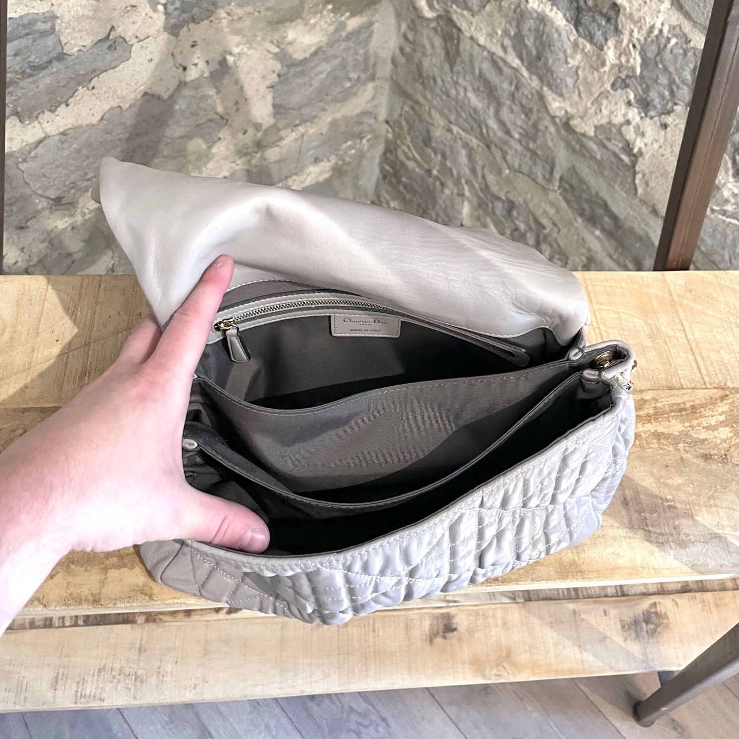 Dior Dior Grey Cannage Gaufre Delices Flap Shoulder Bag Size ONE SIZE - 8 Thumbnail