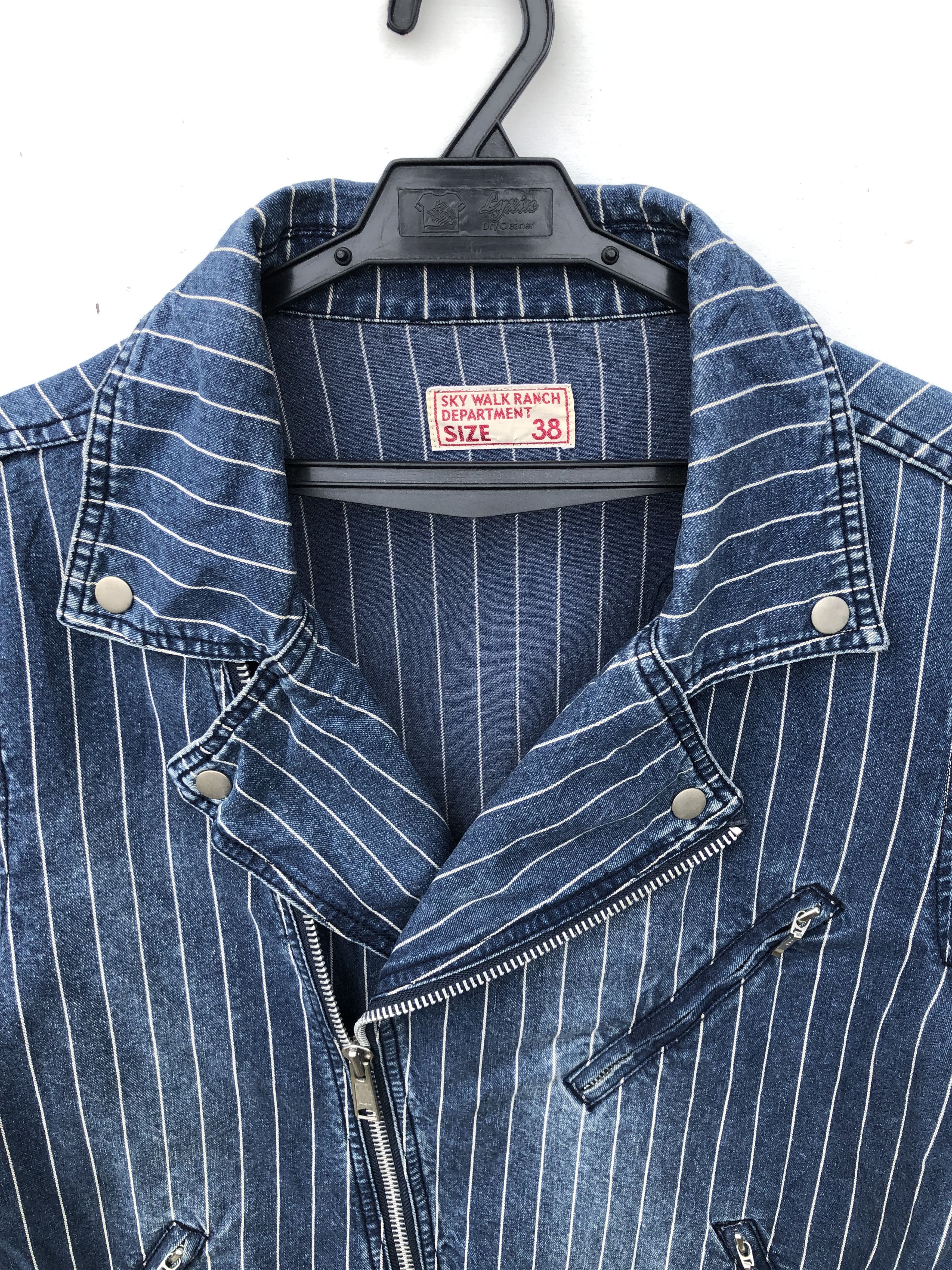 Japanese Brand RARE🔥VINTAGE DOUBLE COLLAR STRIPED DENIM JACKET Size US M / EU 48-50 / 2 - 5 Thumbnail