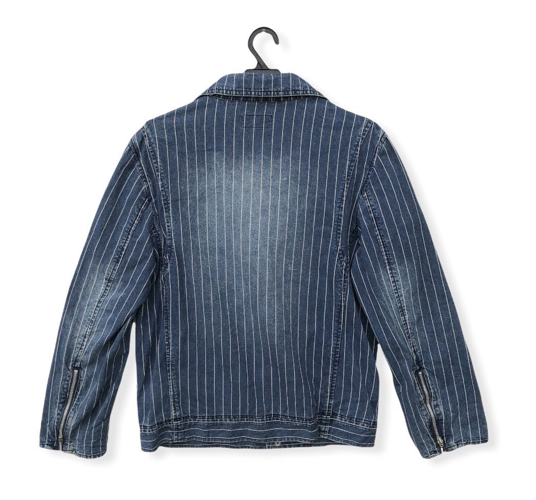 Japanese Brand RARE🔥VINTAGE DOUBLE COLLAR STRIPED DENIM JACKET Size US M / EU 48-50 / 2 - 2 Thumbnail