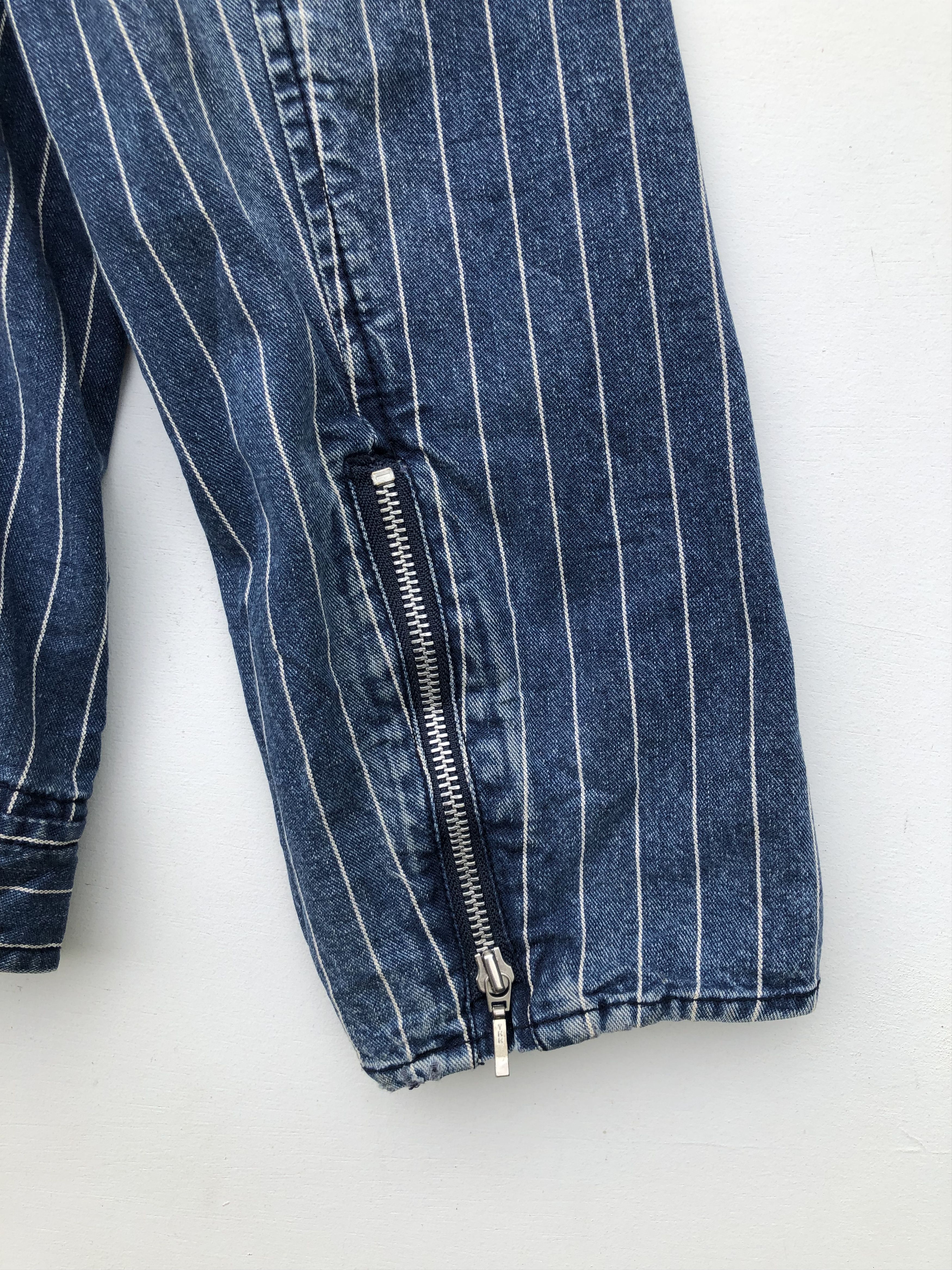 Japanese Brand RARE🔥VINTAGE DOUBLE COLLAR STRIPED DENIM JACKET Size US M / EU 48-50 / 2 - 8 Thumbnail