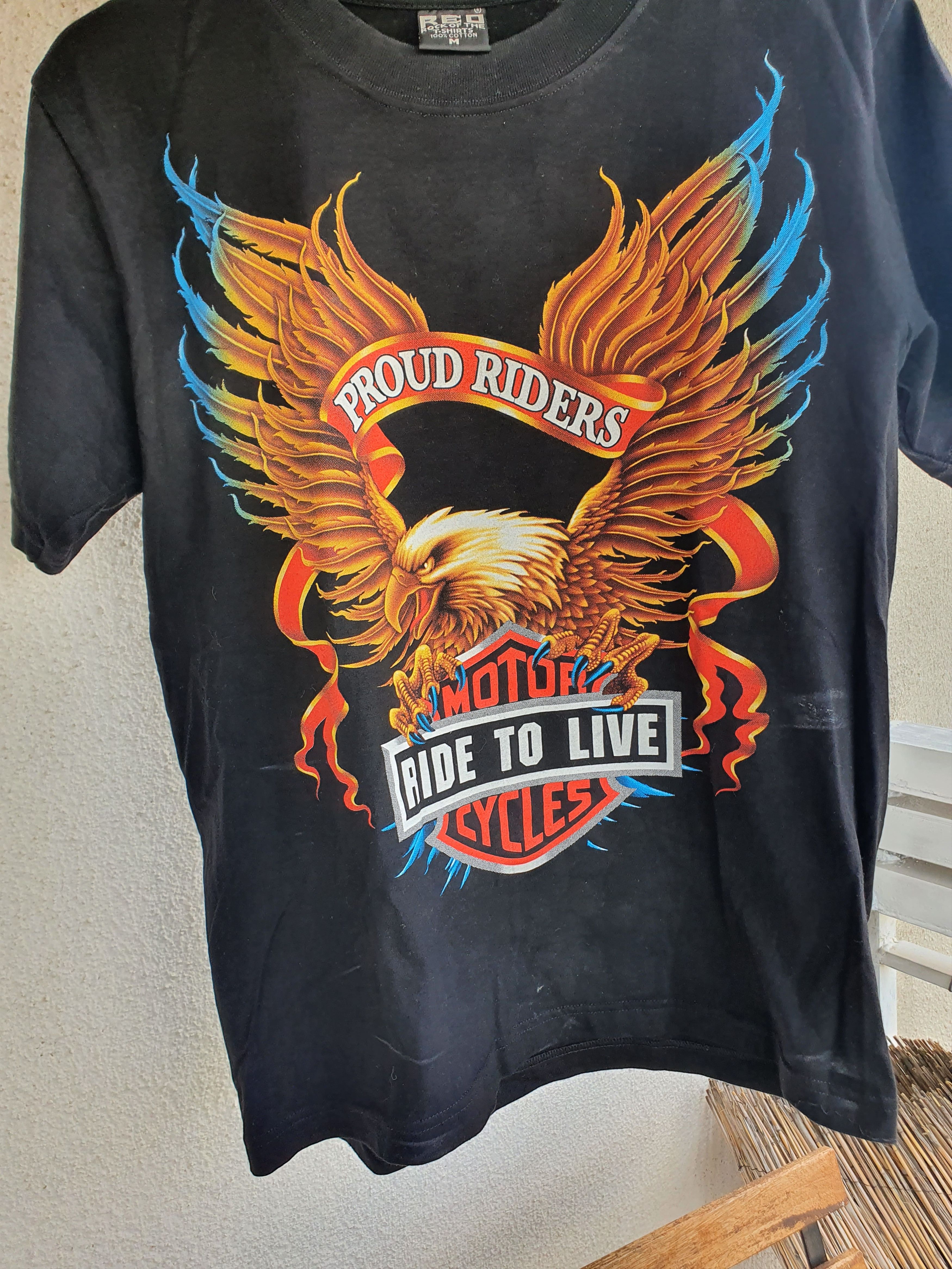 Vintage Ride To Live Proud Riders double sided Vtg red rock tee,M Size US M / EU 48-50 / 2 - 4 Thumbnail