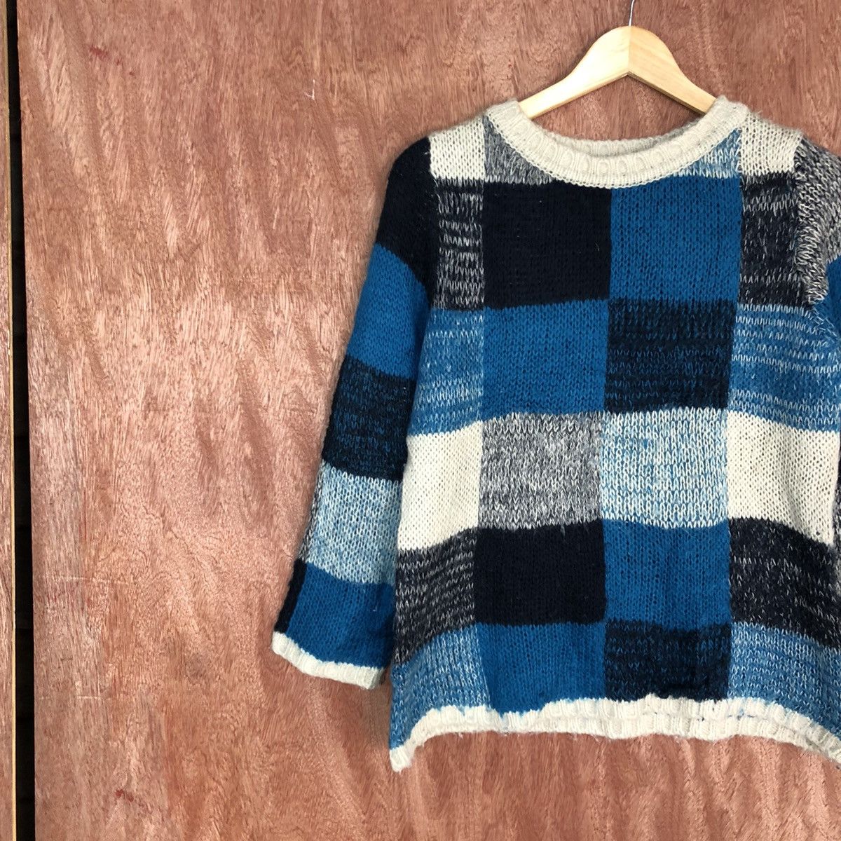 Homespun Knitwear Natural Palette crochet mohair checkered Knitwear #H367 Size US M / EU 48-50 / 2 - 7 Thumbnail
