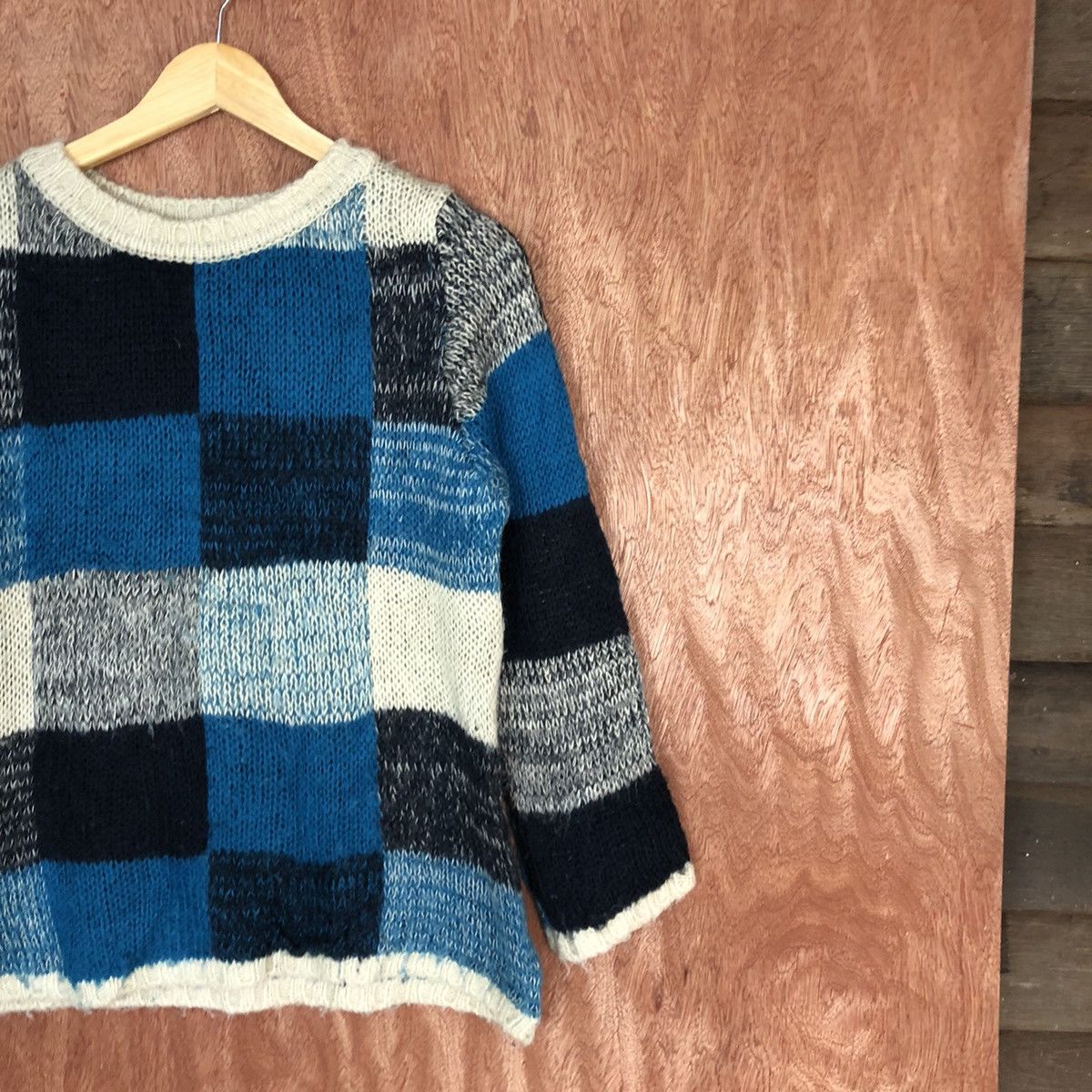 Homespun Knitwear Natural Palette crochet mohair checkered Knitwear #H367 Size US M / EU 48-50 / 2 - 5 Thumbnail