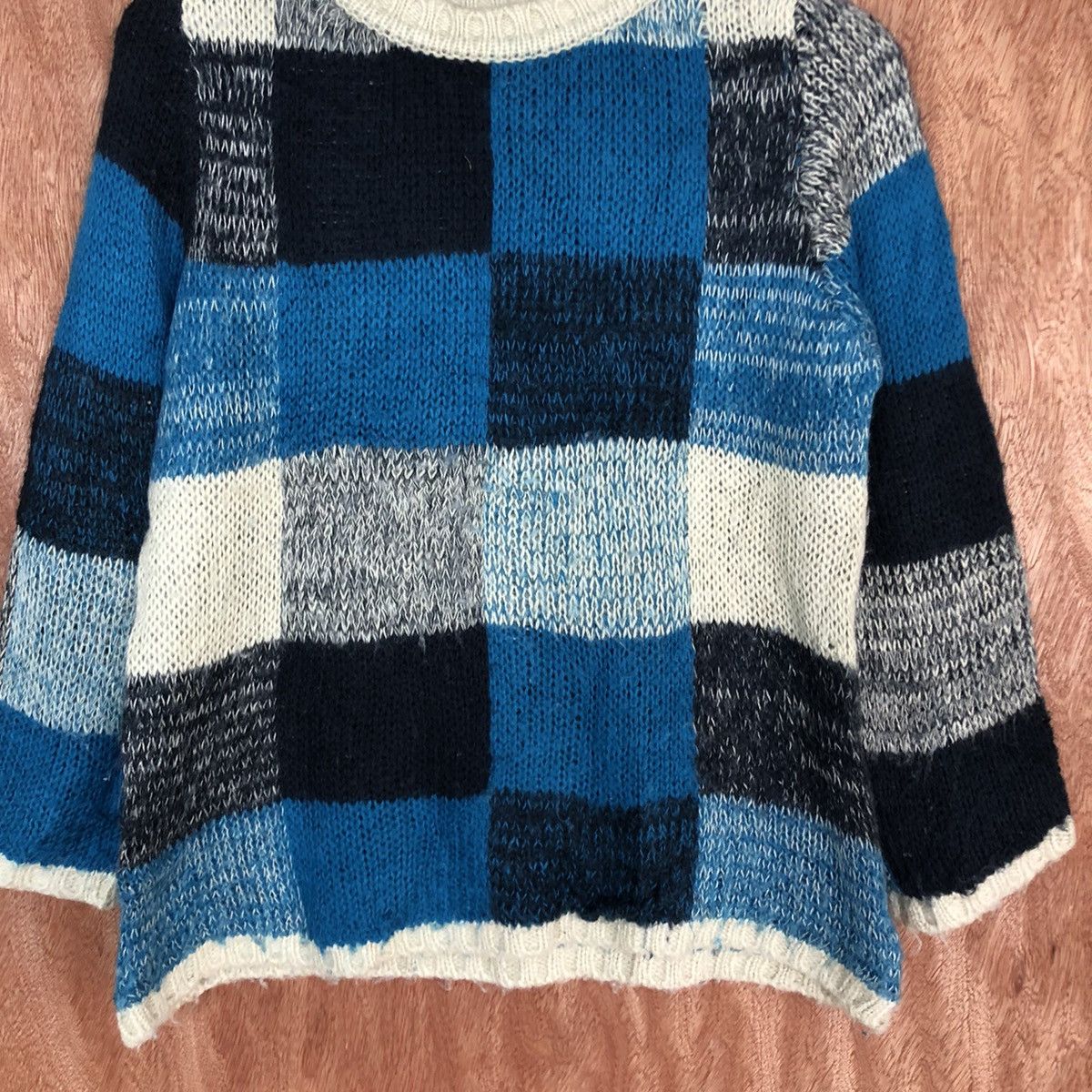 Homespun Knitwear Natural Palette crochet mohair checkered Knitwear #H367 Size US M / EU 48-50 / 2 - 8 Thumbnail