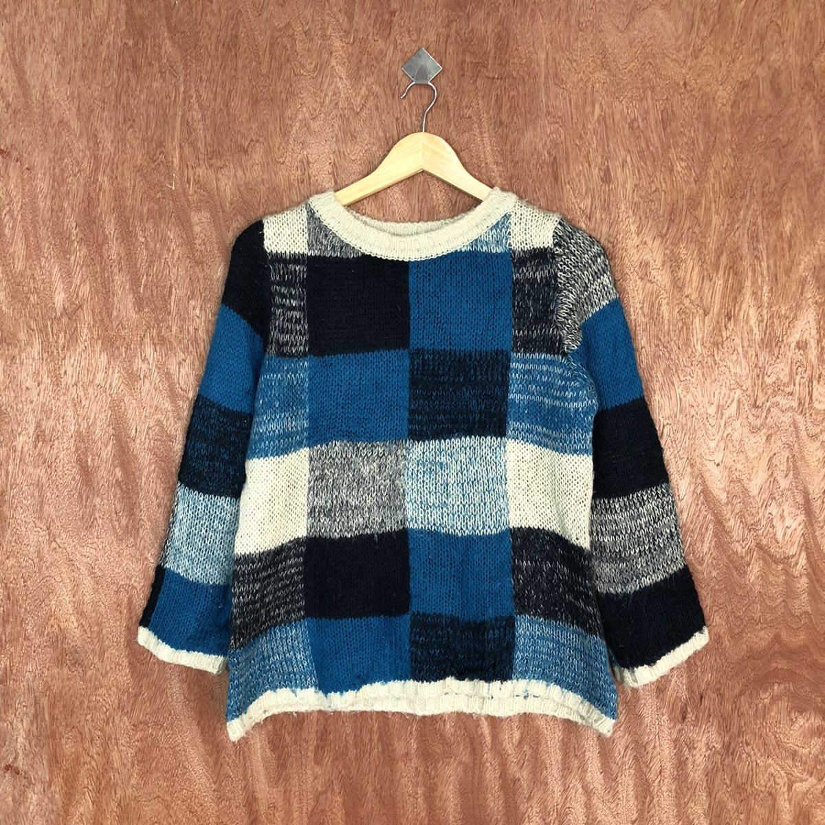 Homespun Knitwear Natural Palette crochet mohair checkered Knitwear #H367 Size US M / EU 48-50 / 2 - 1 Thumbnail