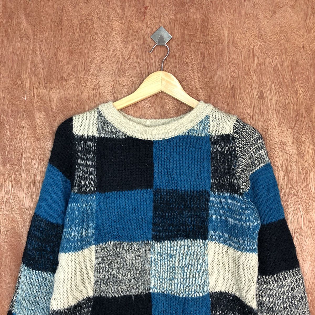 Homespun Knitwear Natural Palette crochet mohair checkered Knitwear #H367 Size US M / EU 48-50 / 2 - 2 Thumbnail