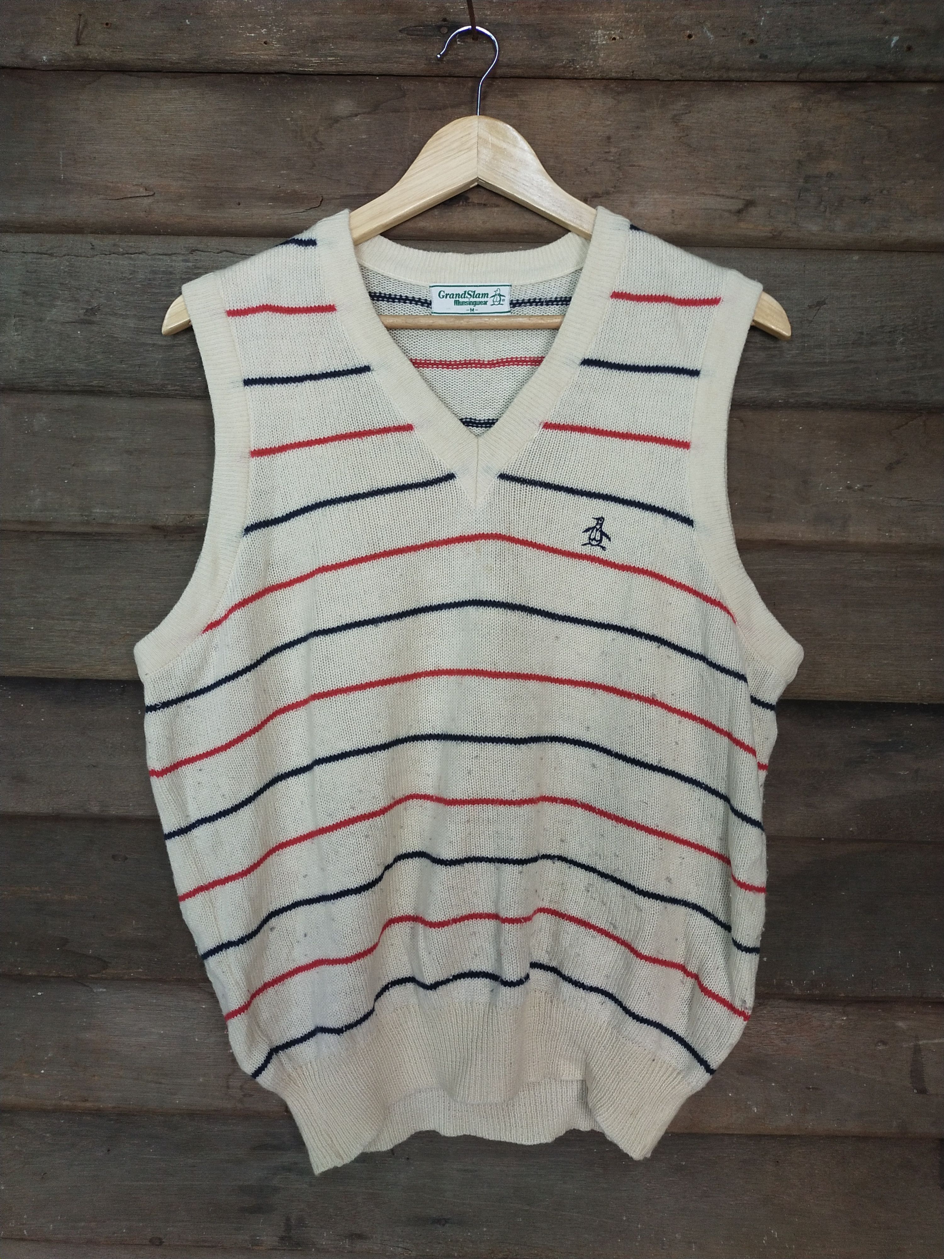 Grand Slam Grand Slam Munsingwear cream stripe knitwear vest #S224 Size US M / EU 48-50 / 2 - 1 Thumbnail
