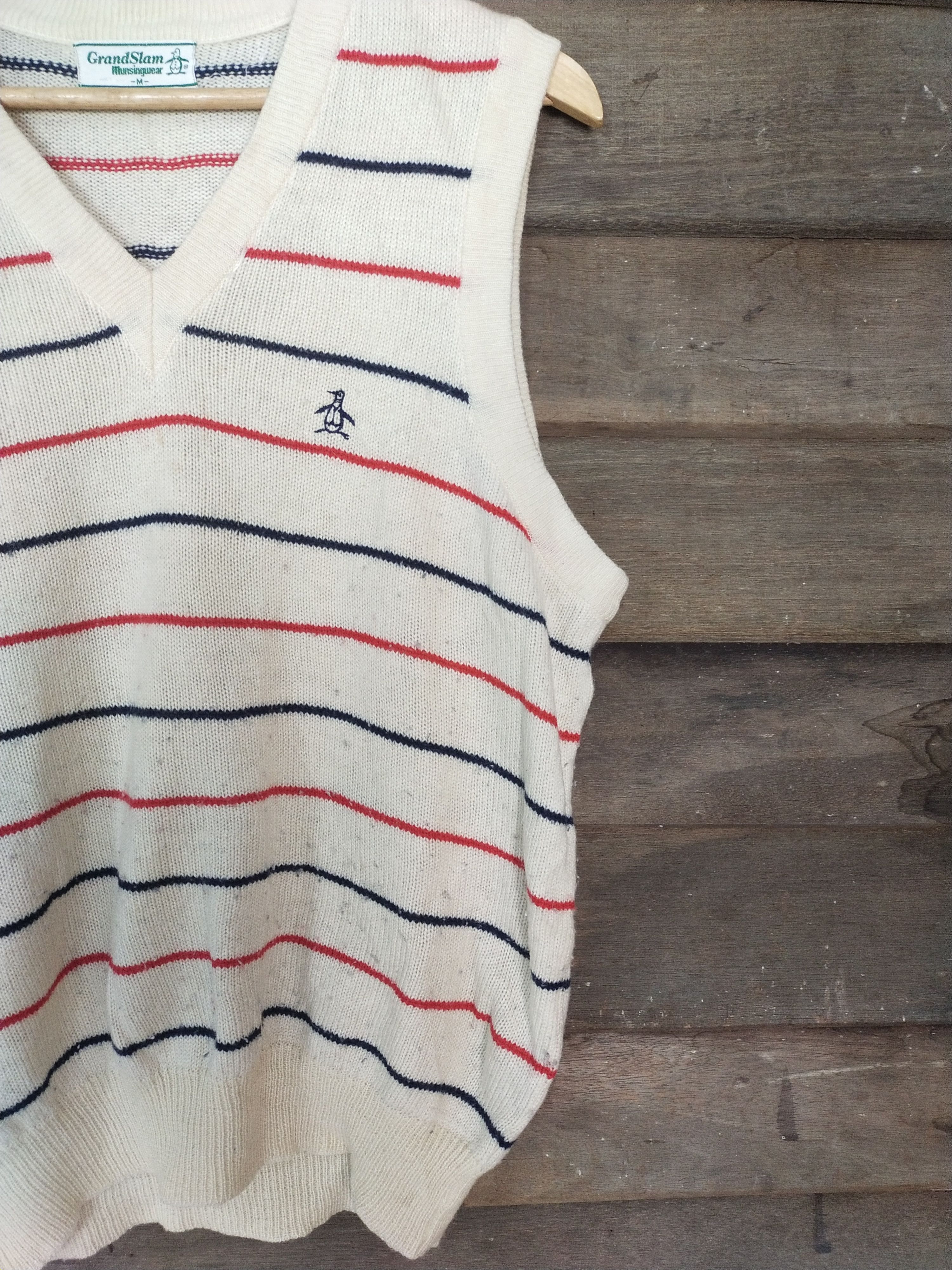 Grand Slam Grand Slam Munsingwear cream stripe knitwear vest #S224 Size US M / EU 48-50 / 2 - 4 Thumbnail
