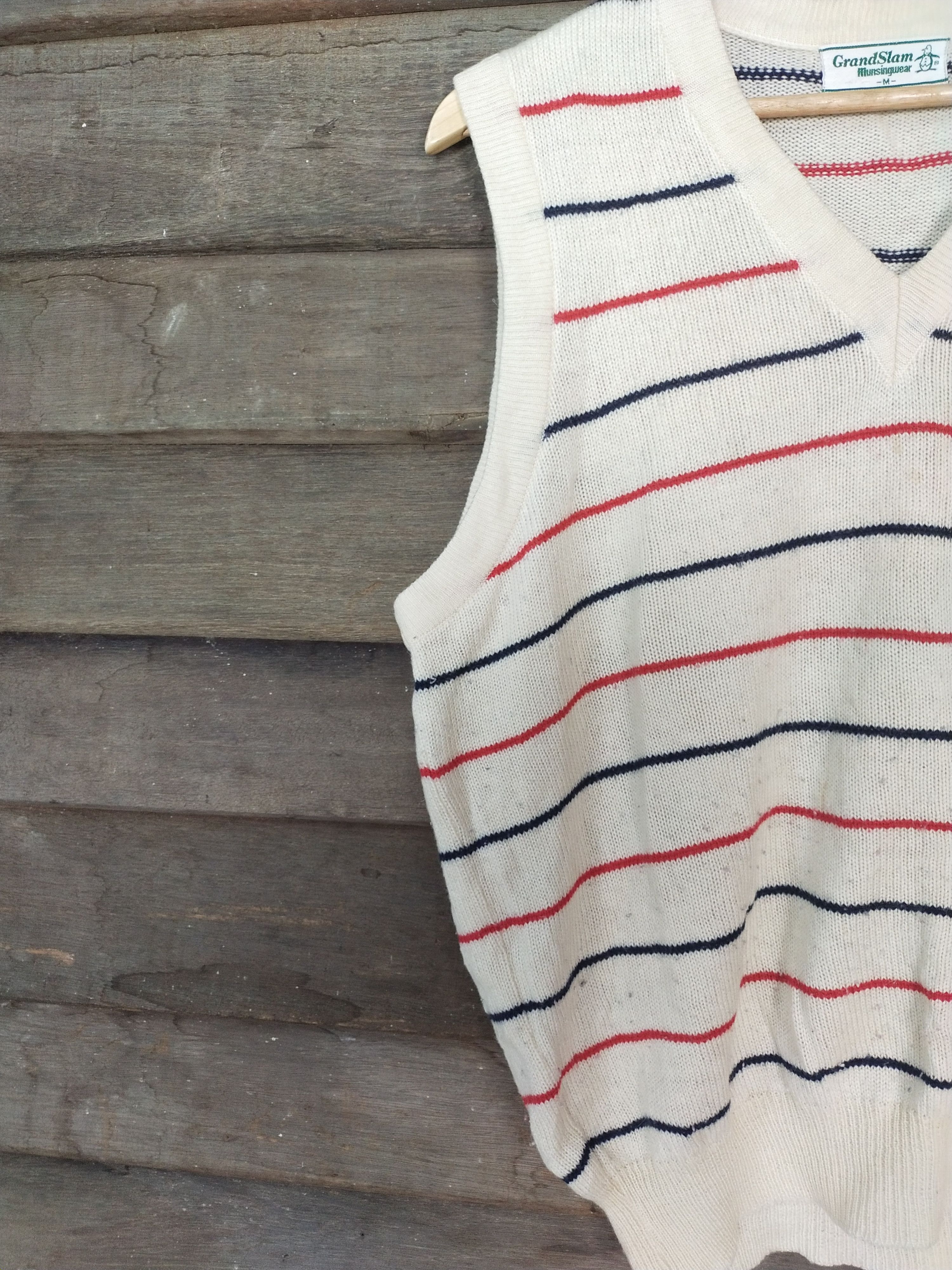 Grand Slam Grand Slam Munsingwear cream stripe knitwear vest #S224 Size US M / EU 48-50 / 2 - 3 Thumbnail