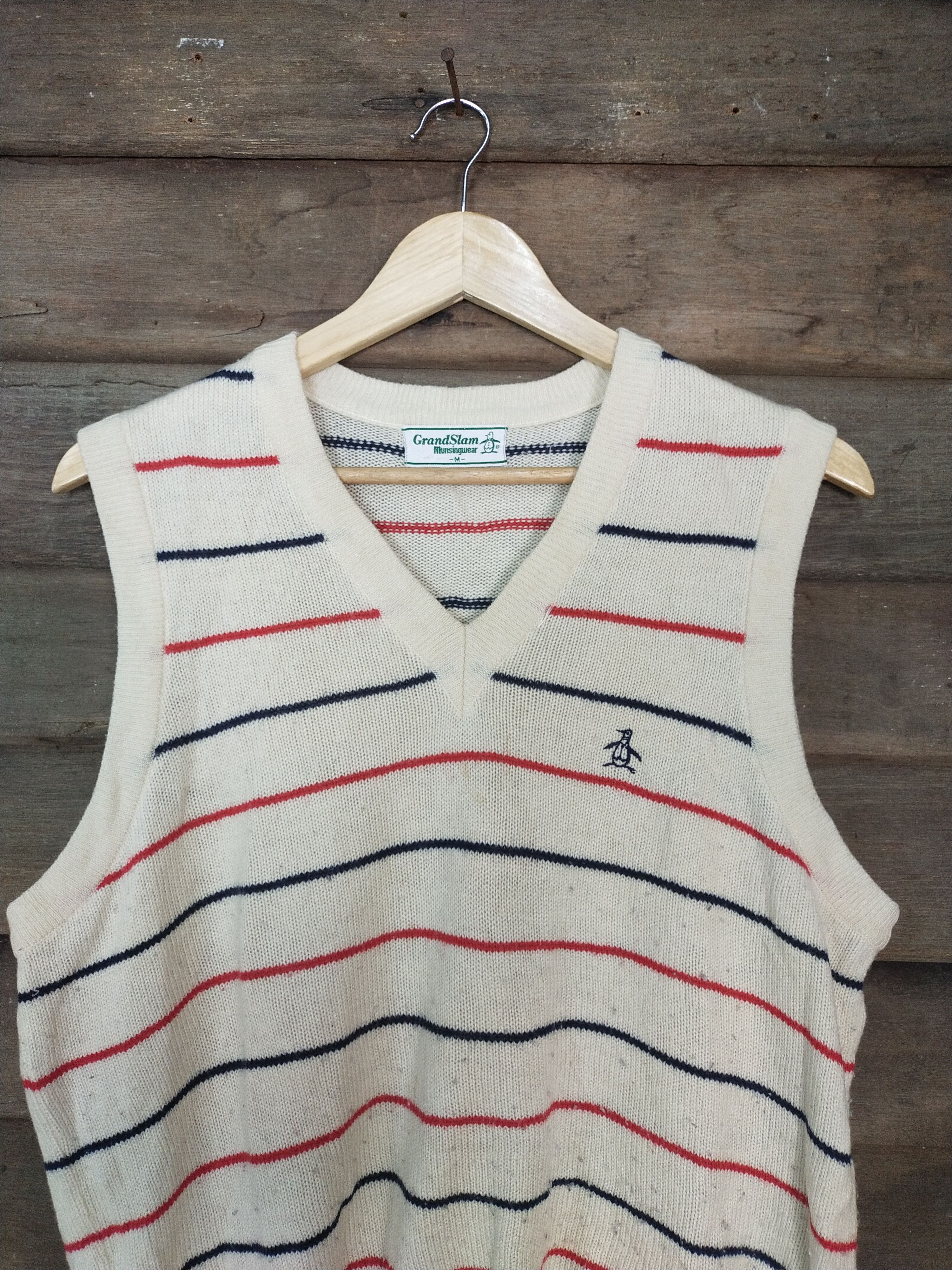 Grand Slam Grand Slam Munsingwear cream stripe knitwear vest #S224 Size US M / EU 48-50 / 2 - 2 Thumbnail