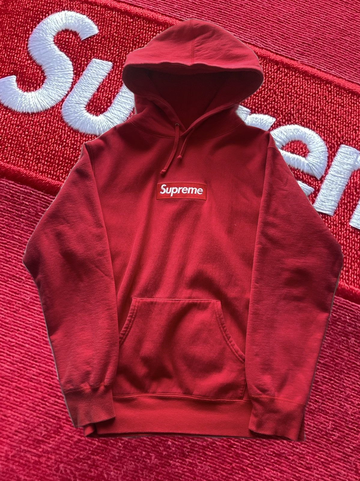 Supreme Supreme FW 2014 Red On Red Box Logo Hoodie 100% Authentic | Grailed