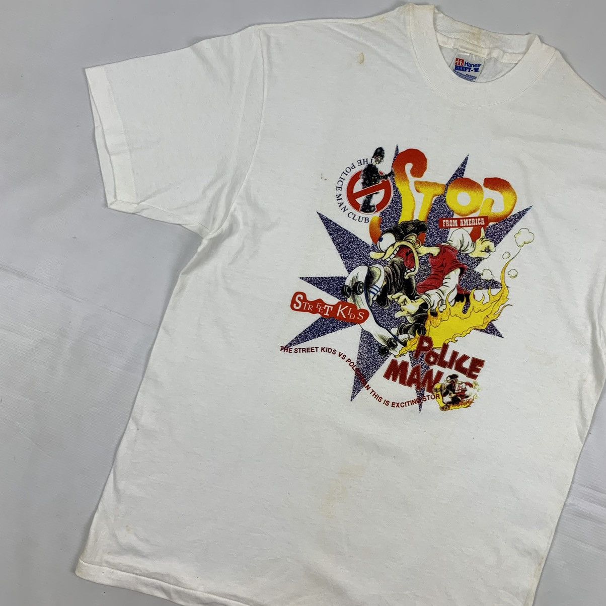 Vintage Vintage Street Kids Vs Policeman American Art Shirt Size US L / EU 52-54 / 3 - 4 Thumbnail