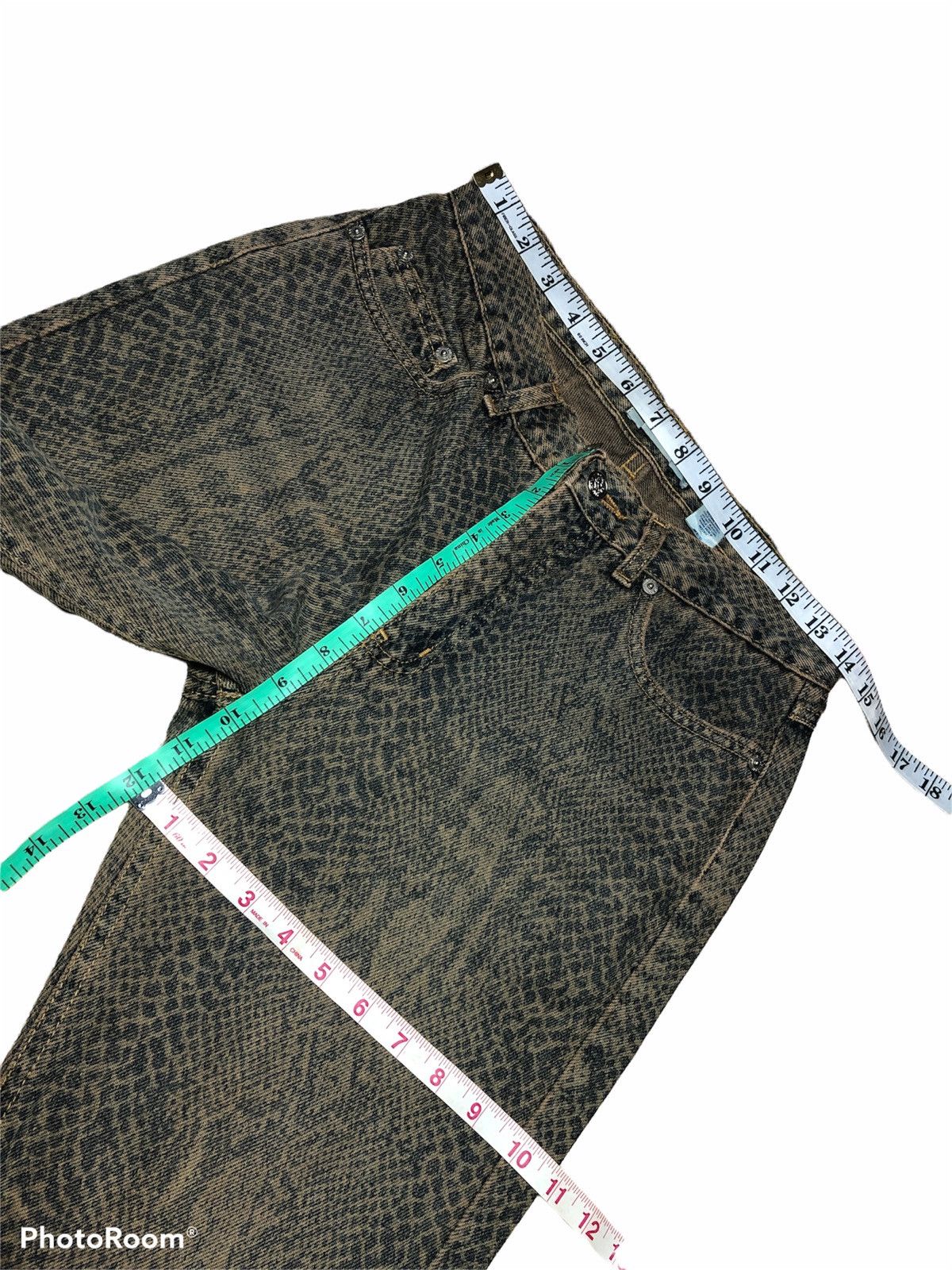 Vintage FLARED⚡️⚡️PRINTED SNAKE SKIN MOTIVE RUSTY DENIM BY LONDON JEAN Size US 28 / EU 44 - 8 Thumbnail