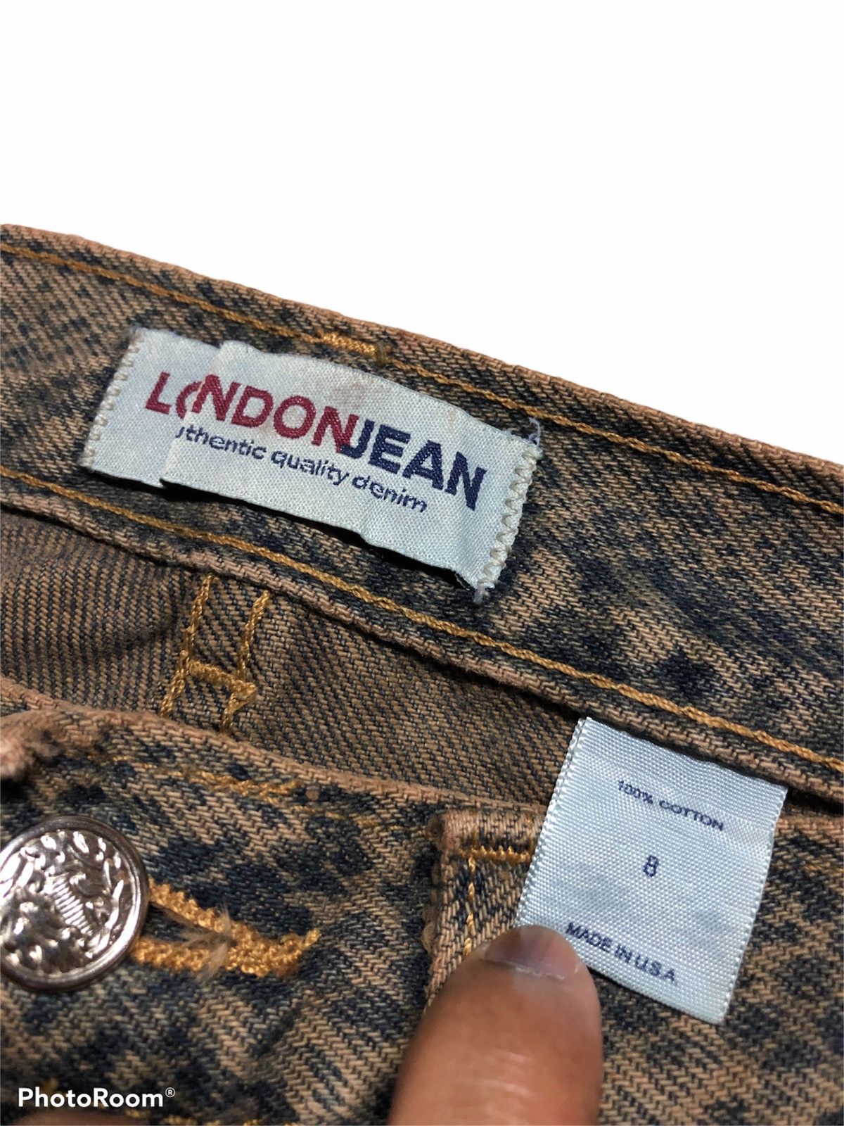 Vintage FLARED⚡️⚡️PRINTED SNAKE SKIN MOTIVE RUSTY DENIM BY LONDON JEAN Size US 28 / EU 44 - 3 Thumbnail