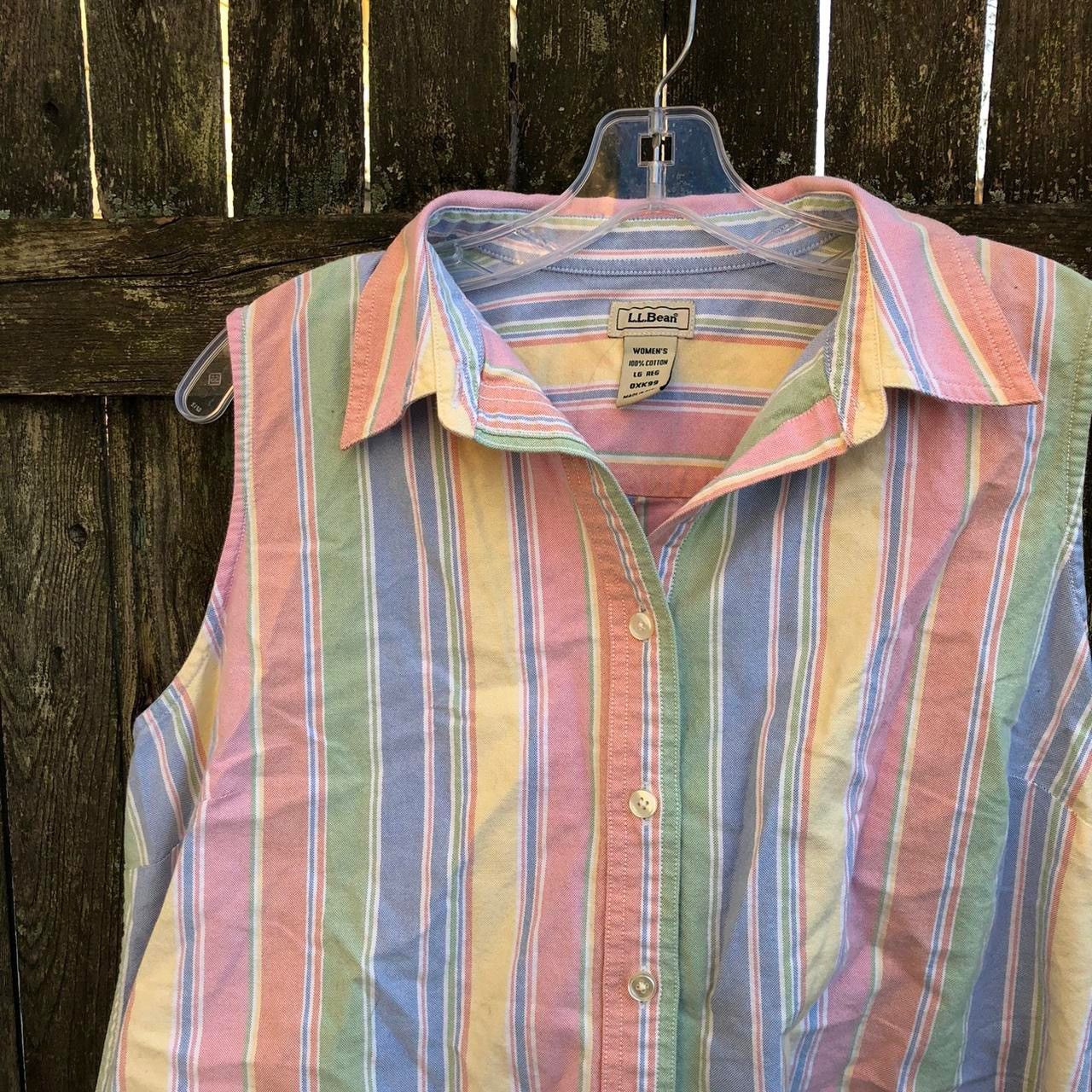 L.L. Bean 90s Vintage LL Bean Sleeveless Button Down Pinstripe Preppy Size L / US 10 / IT 46 - 1 Thumbnail