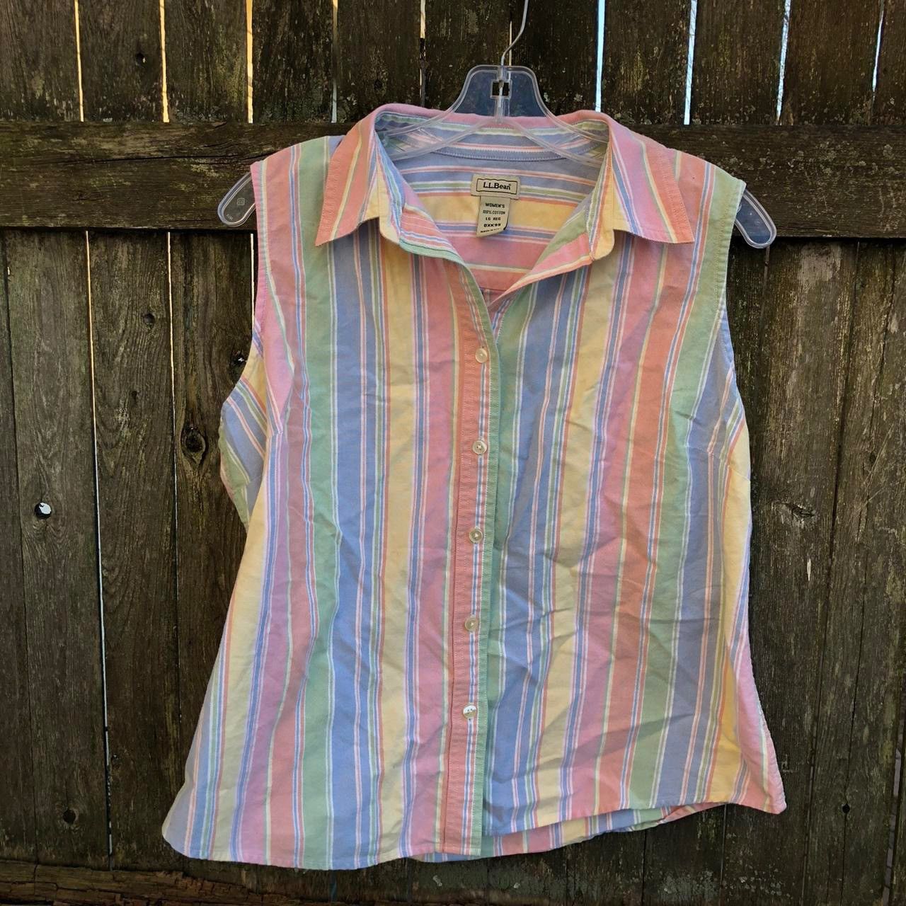 L.L. Bean 90s Vintage LL Bean Sleeveless Button Down Pinstripe Preppy Size L / US 10 / IT 46 - 2 Thumbnail