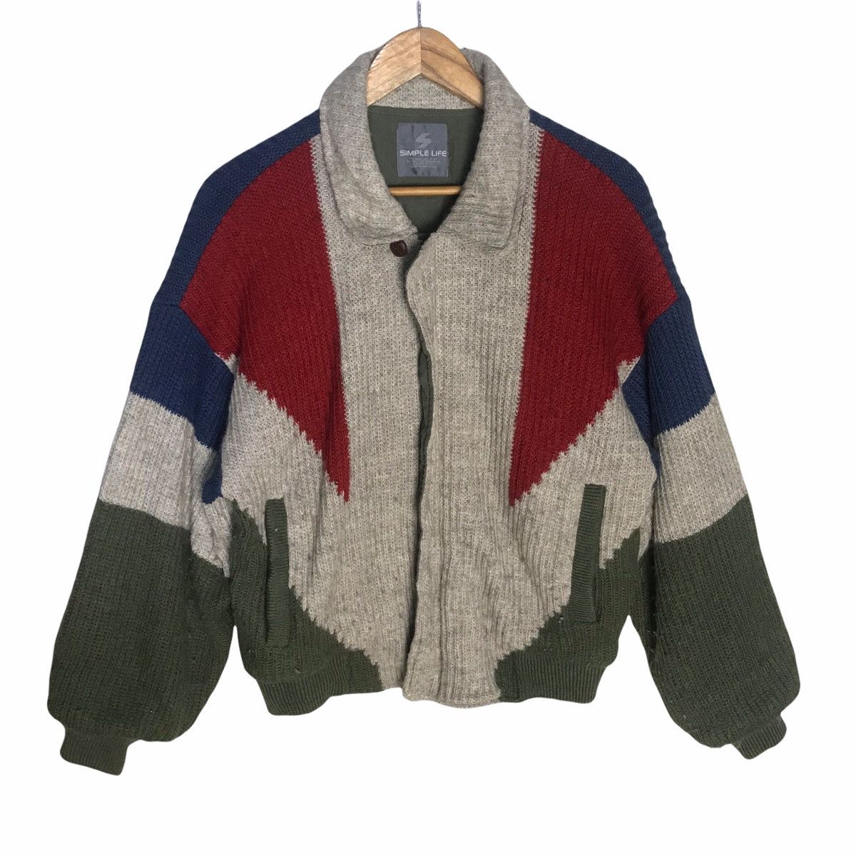 Vintage simple life knitted bomber jacket