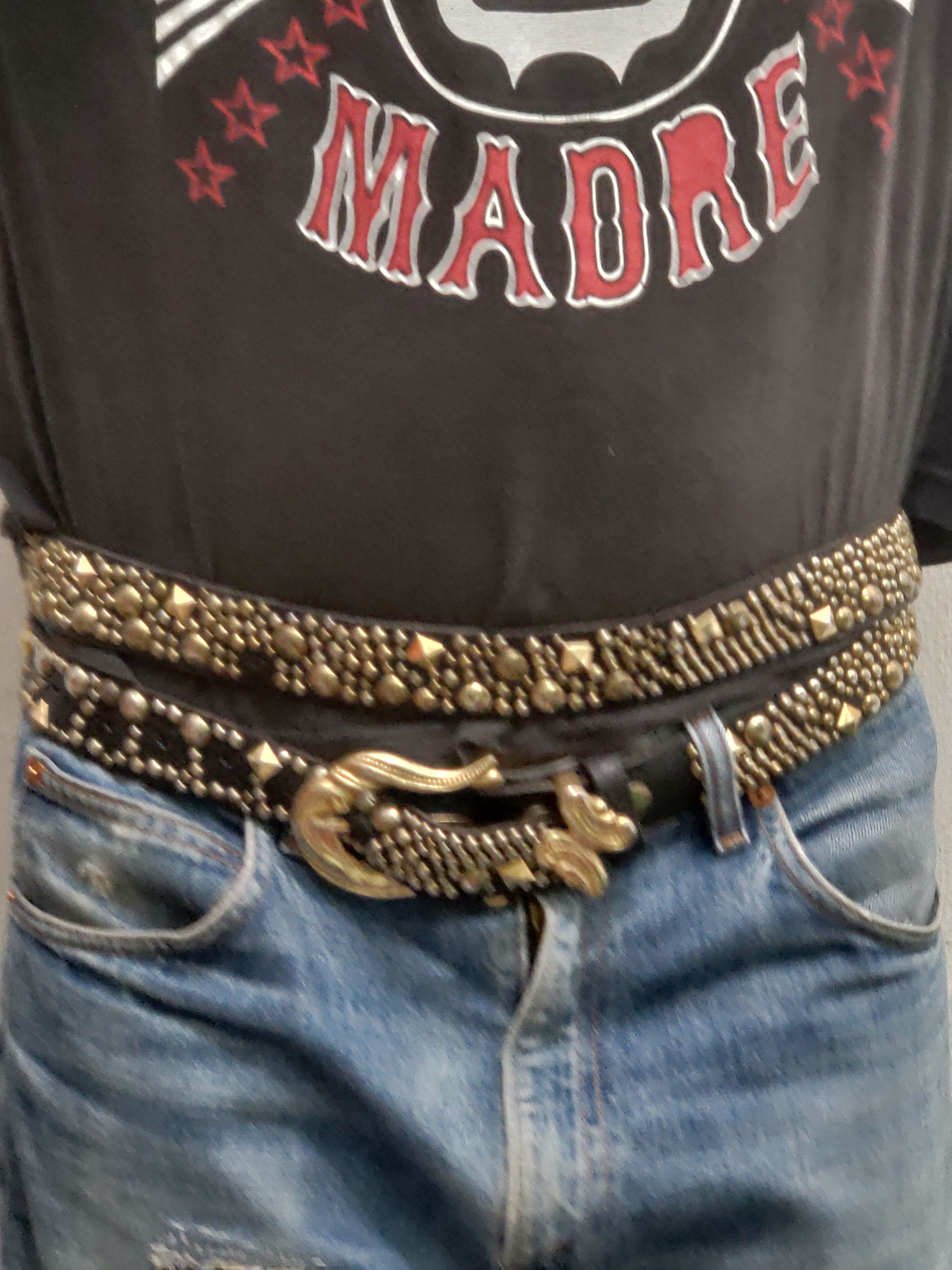 Double Wrap Studded Leather Belt